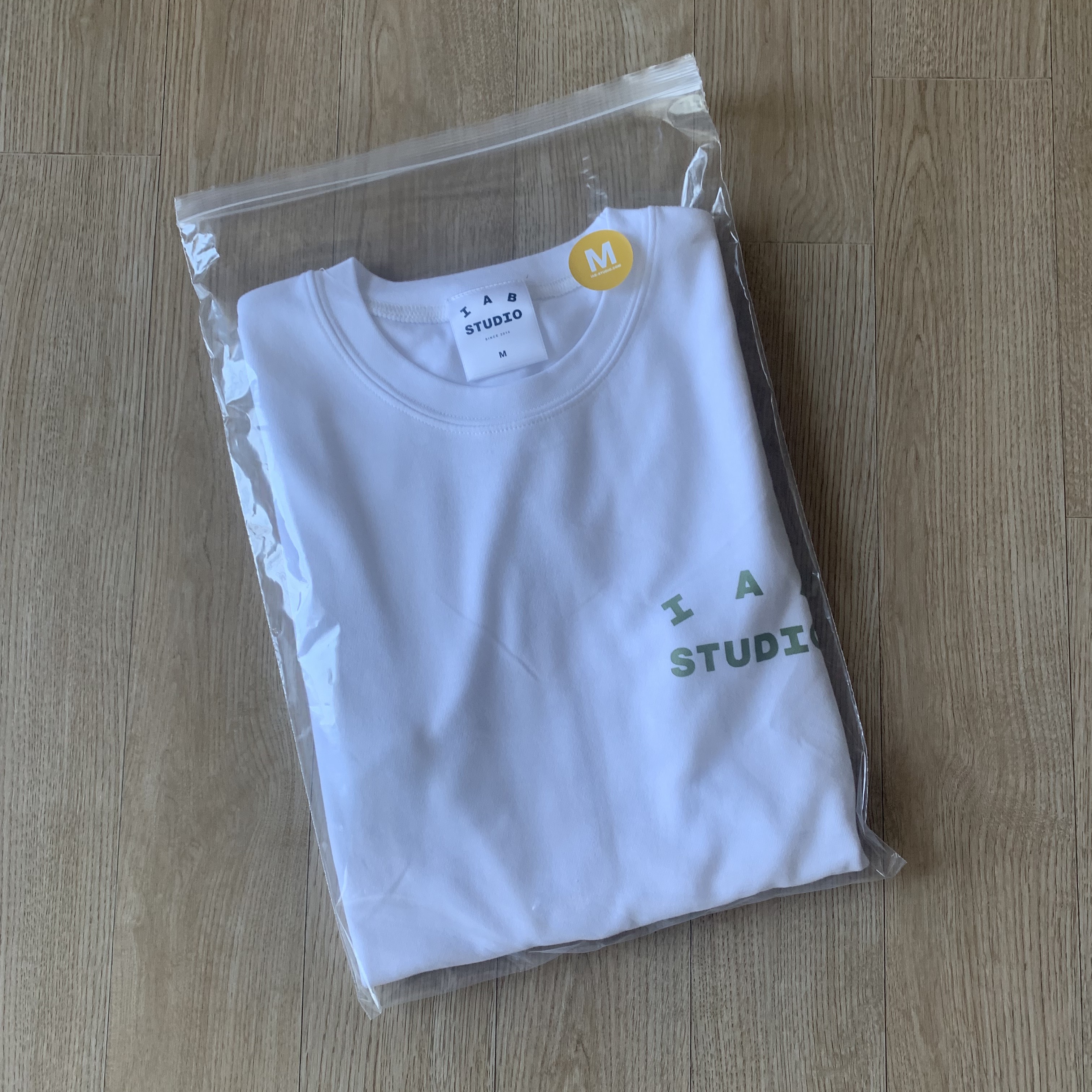 IAB Studio T-Shirt White Light Green 착용 스타일