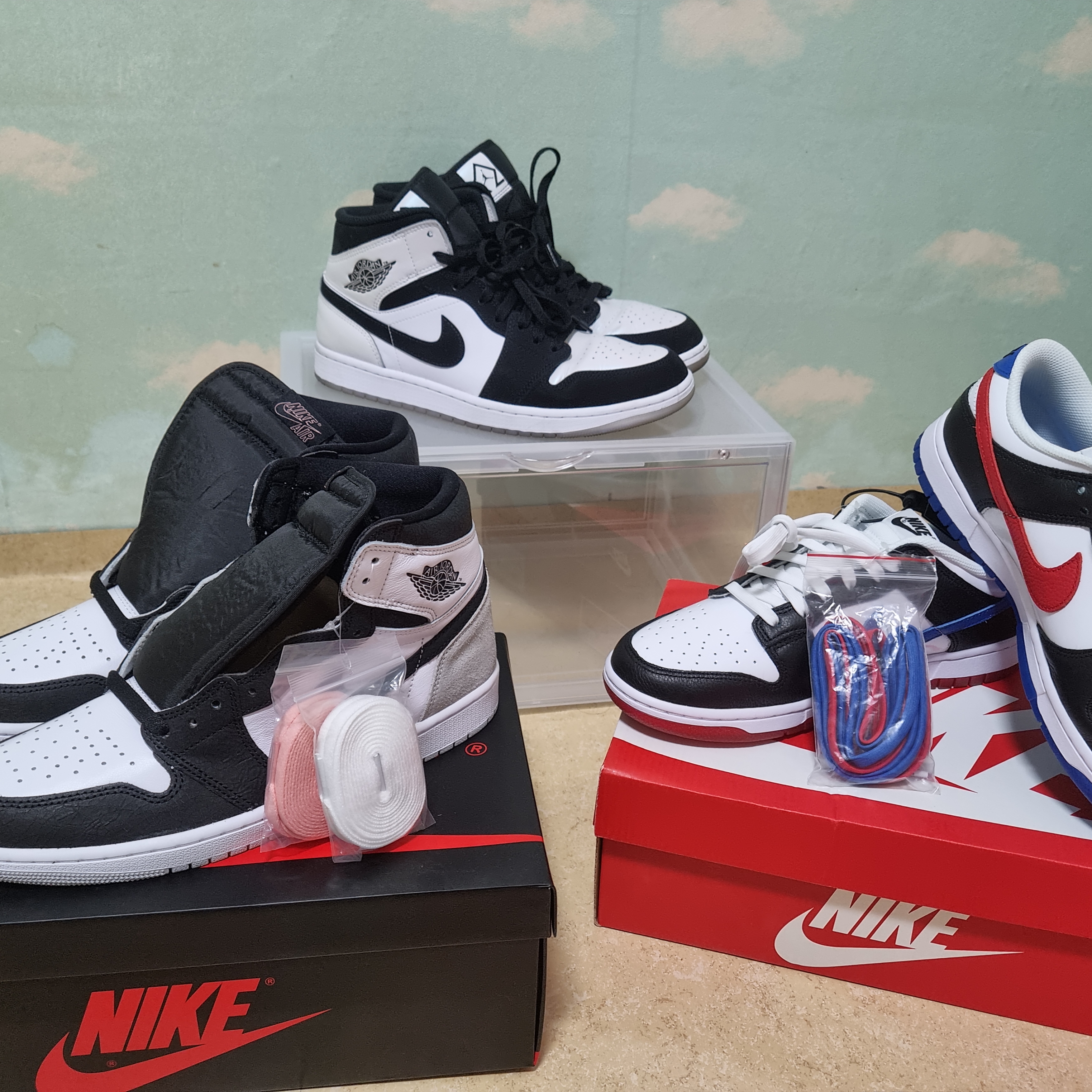 Jordan 1 Mid SE Diamond, Nike Dunk Low SE Seoul 착용 스타일