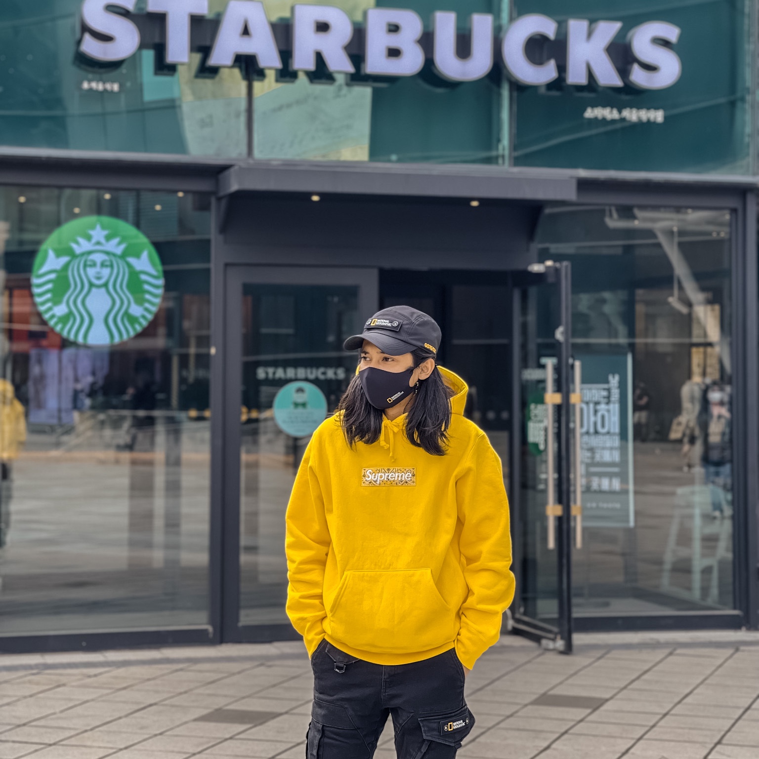 Supreme Bandana Box Logo Hooded Sweatshirt Yellow - 19FW 착용 스타일