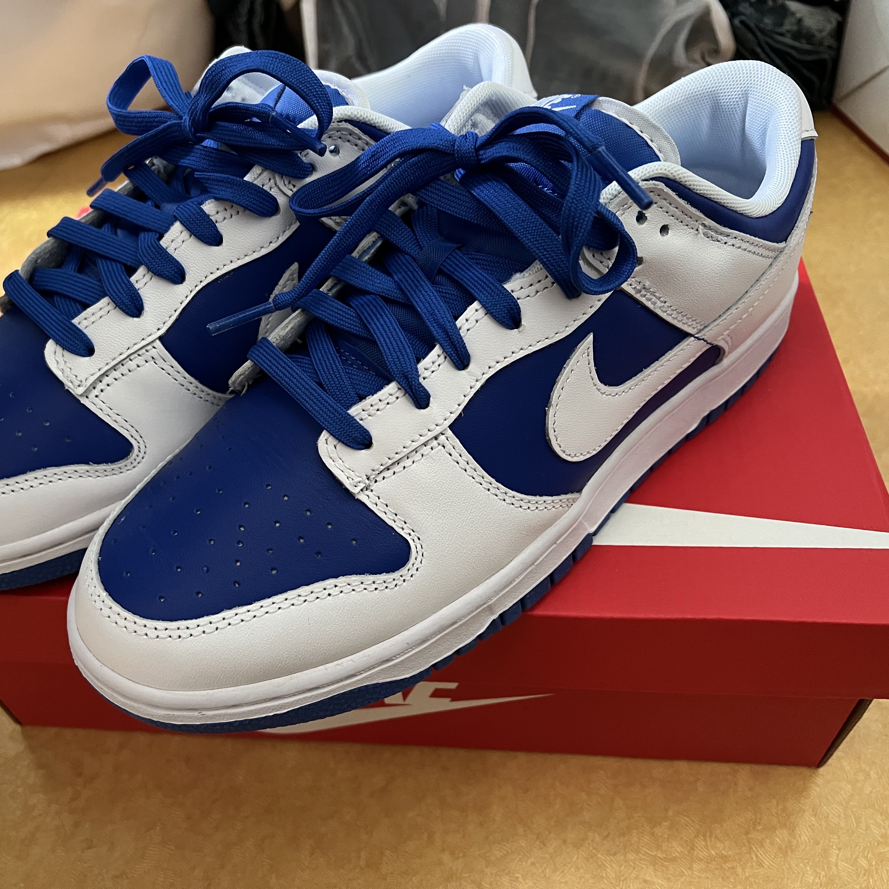 Nike Dunk Low Retro Racer Blue and White 착용 스타일 - 3