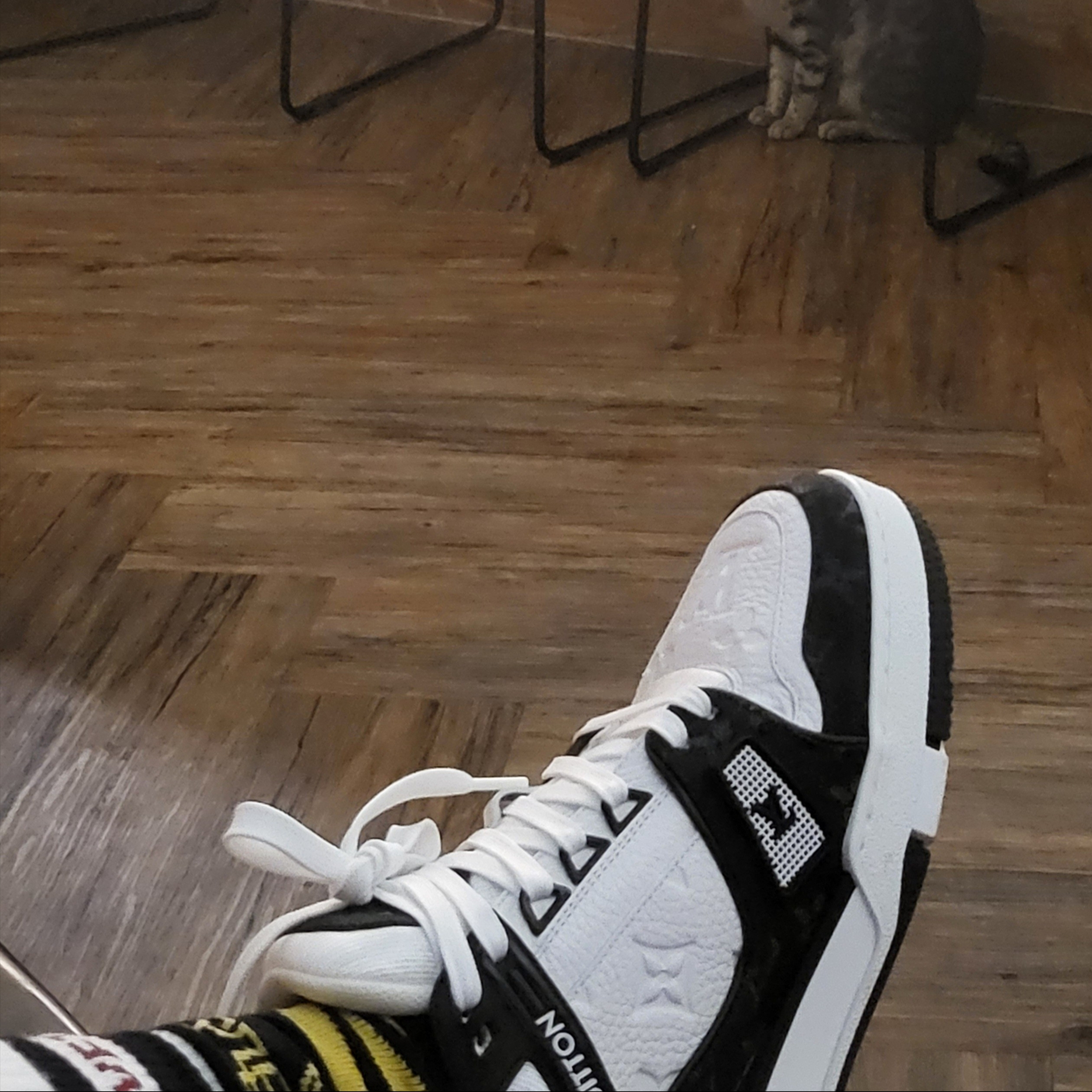 Louis Vuitton LV Trainer Sneakers Monogram Denim Black 착용 스타일