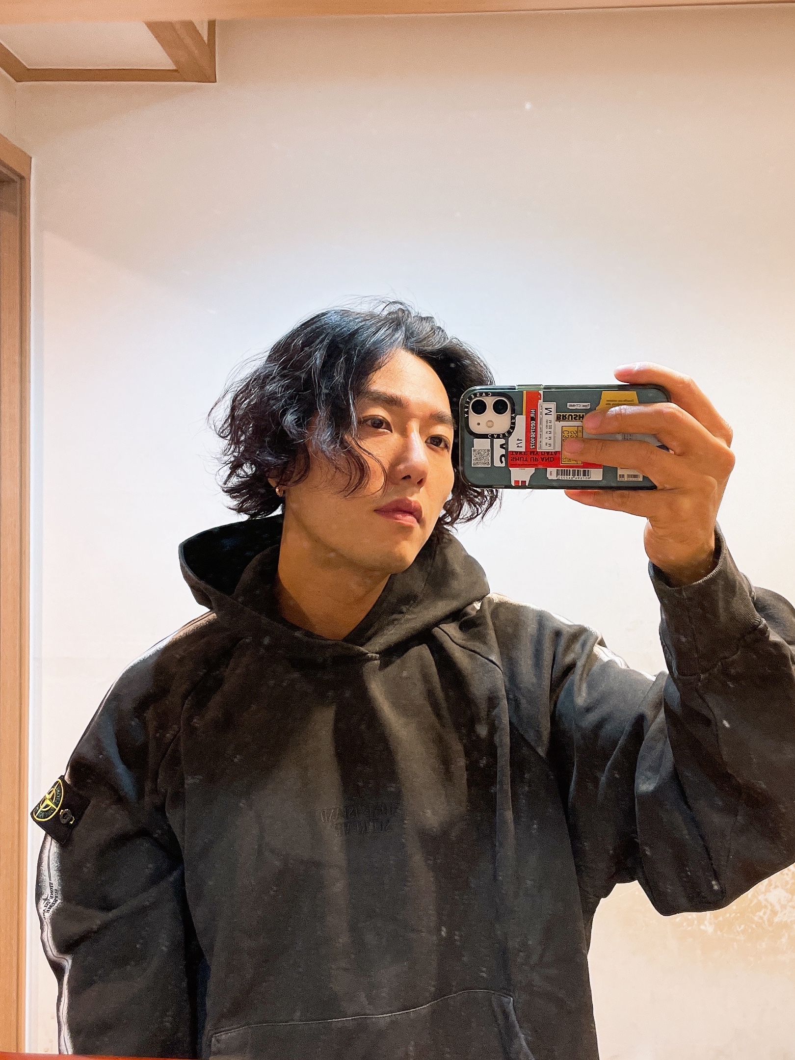 Supreme x Stone Island Stripe Hooded Sweatshirt Black - 22SS 착용 스타일