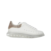 (W) Alexander McQueen Oversized Sneakers Clear Sole White Pink Glitter