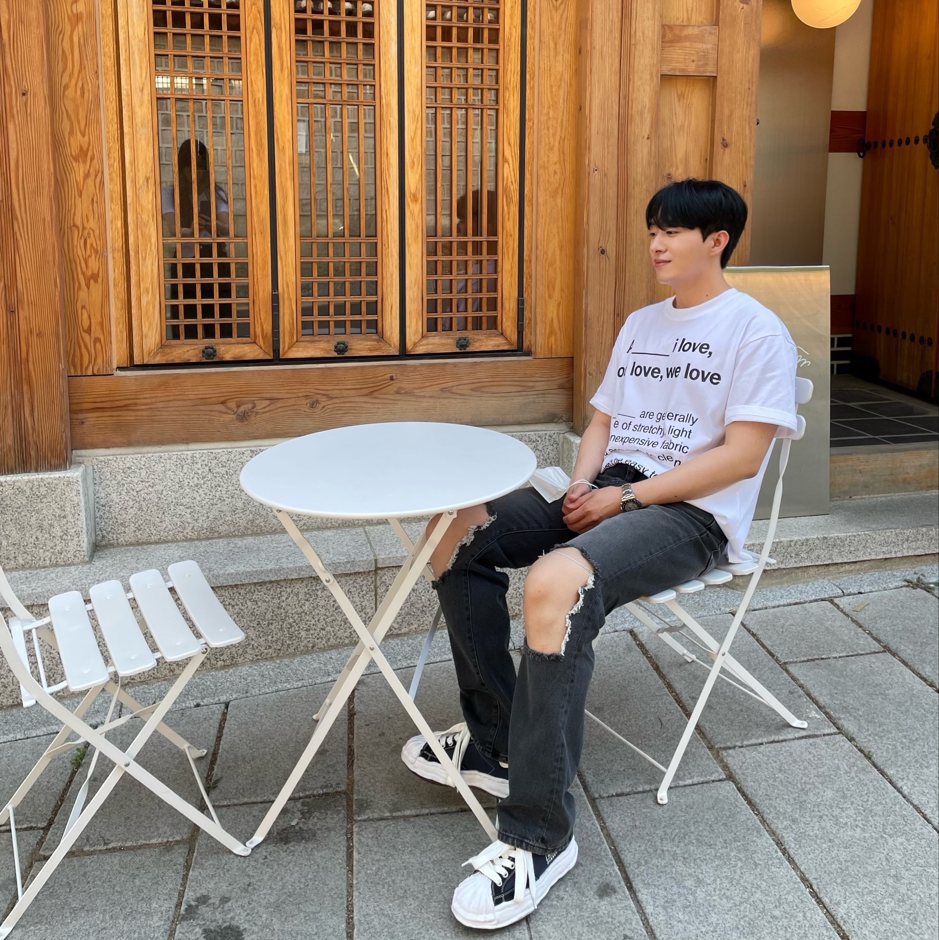 Maison Mihara Yasuhiro Blakey OG Sole Canvas Low-top Sneakers Black 착용 스타일