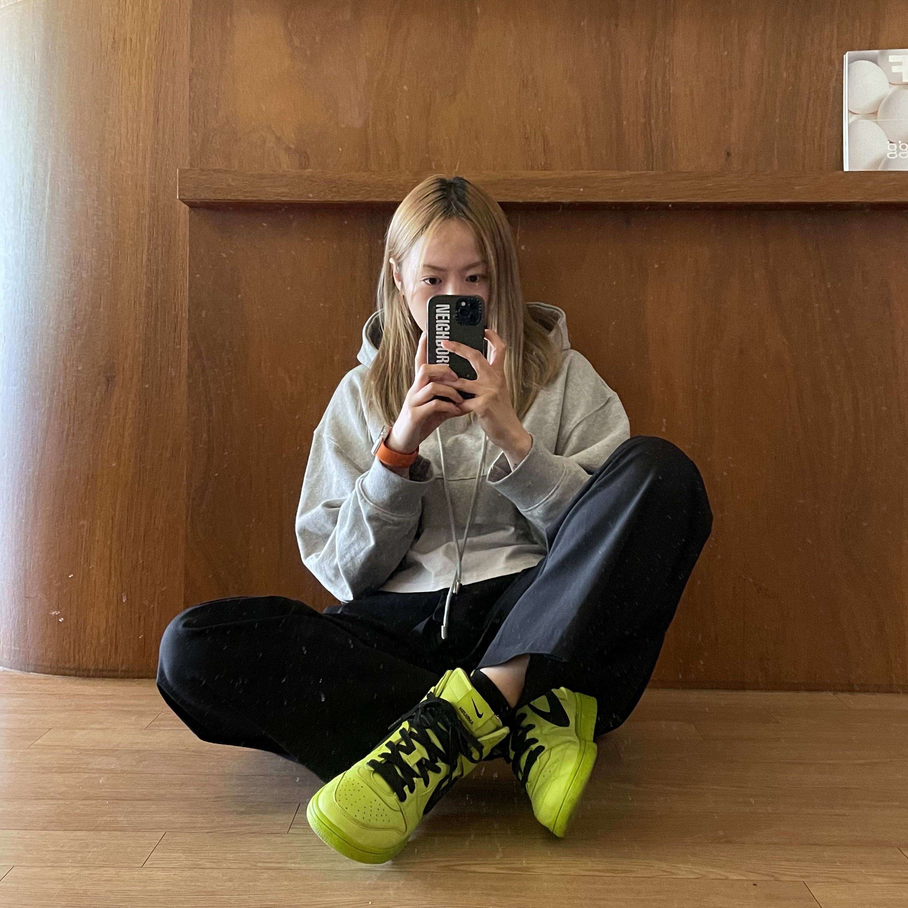 Nike x Ambush Dunk High Flash Lime 착용 스타일