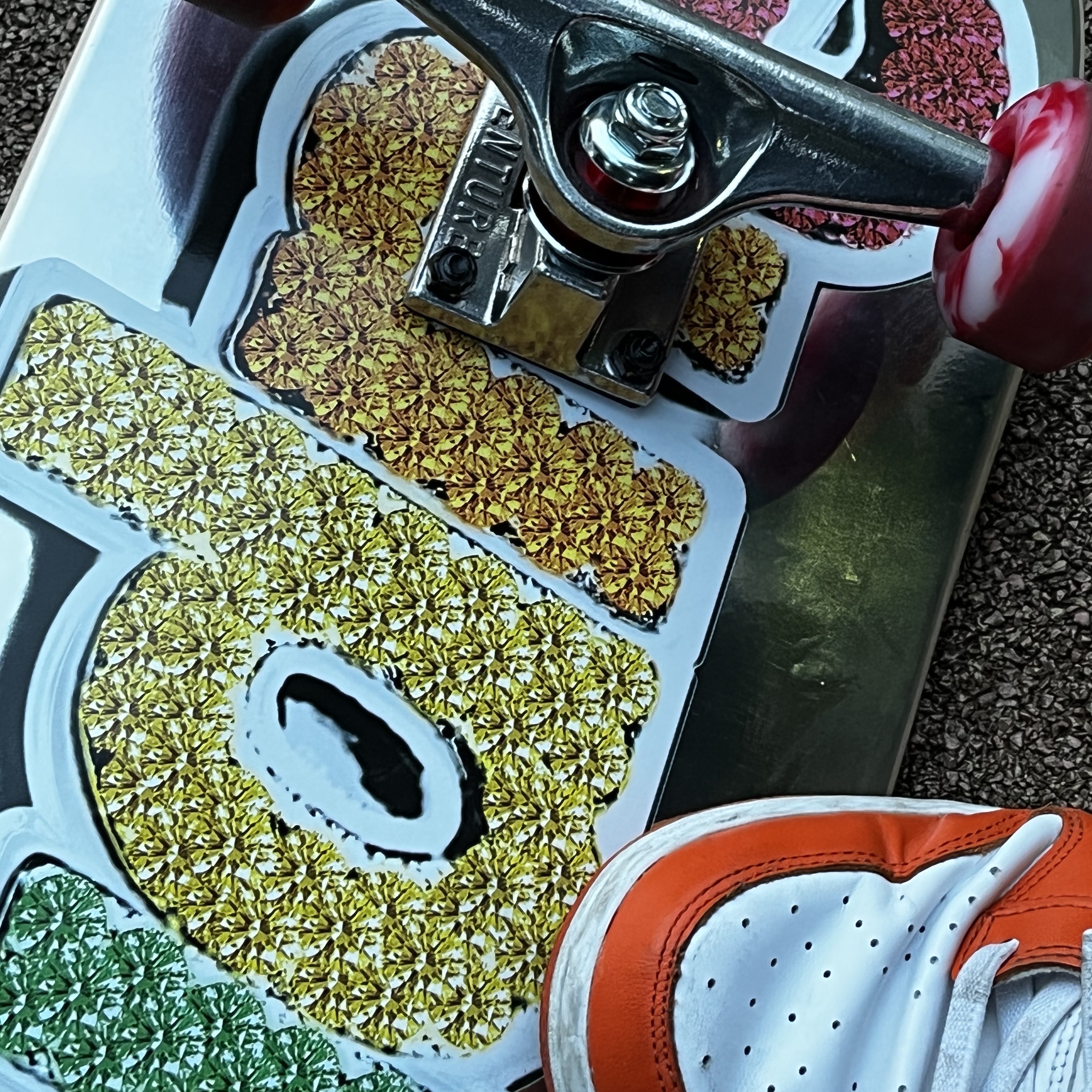 Nike Dunk High Retro Orange Blaze, Supreme Bling Box Logo Skateboard Deck Platinum - 22SS 착용 스타일 - 1