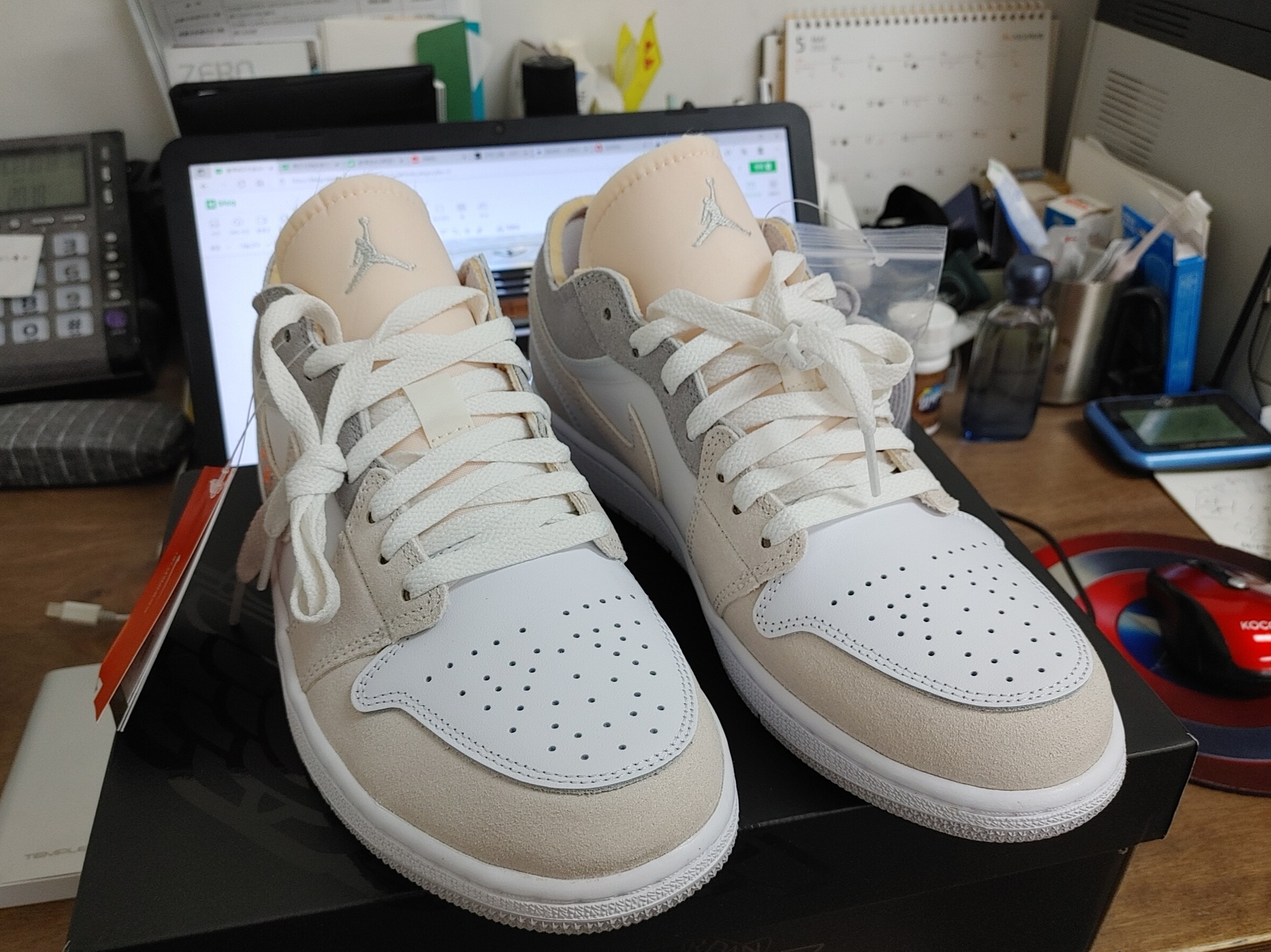 Jordan 1 Low SE Craft White and Phantom 착용 스타일 - 1