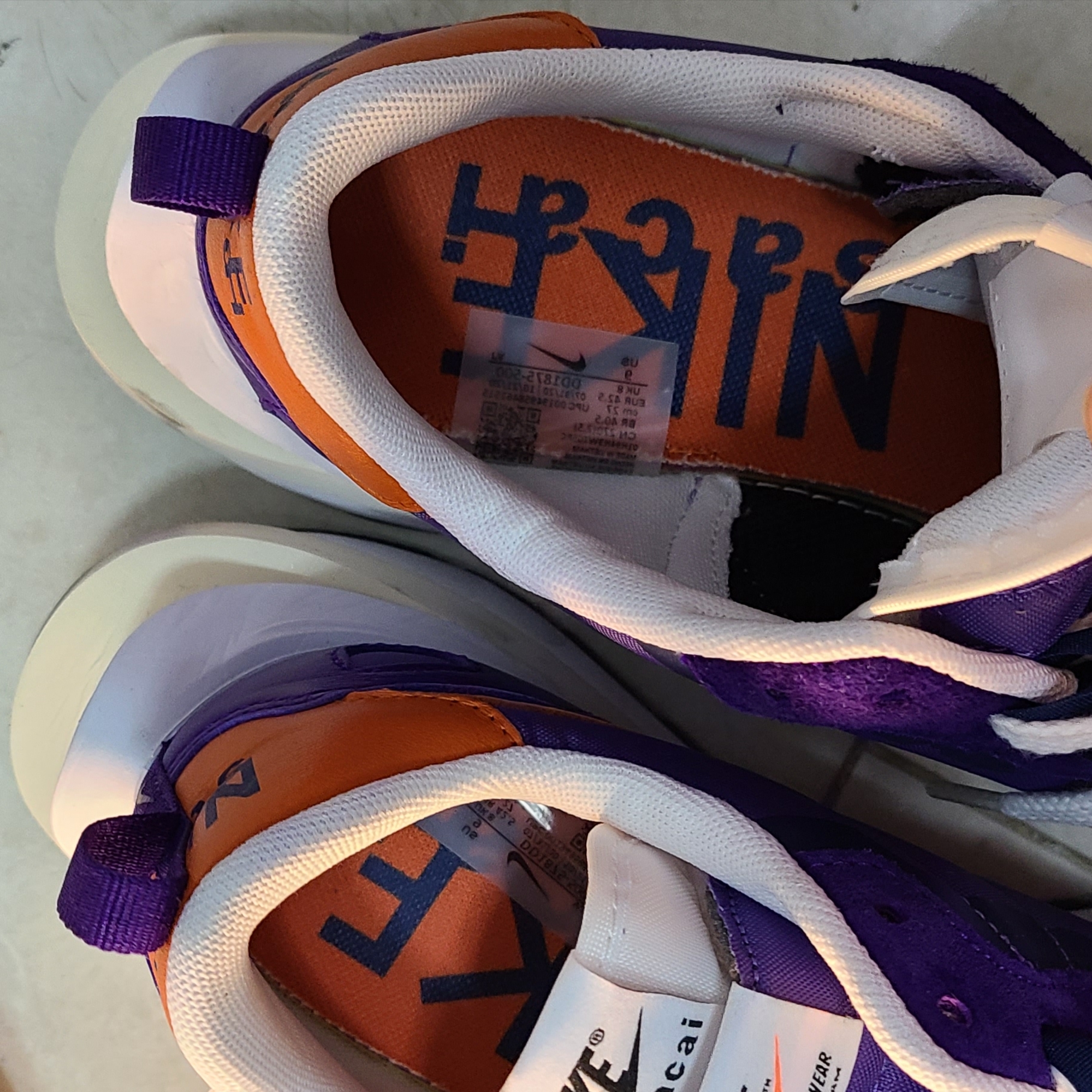 Nike x Sacai VaporWaffle Dark Iris 착용 스타일