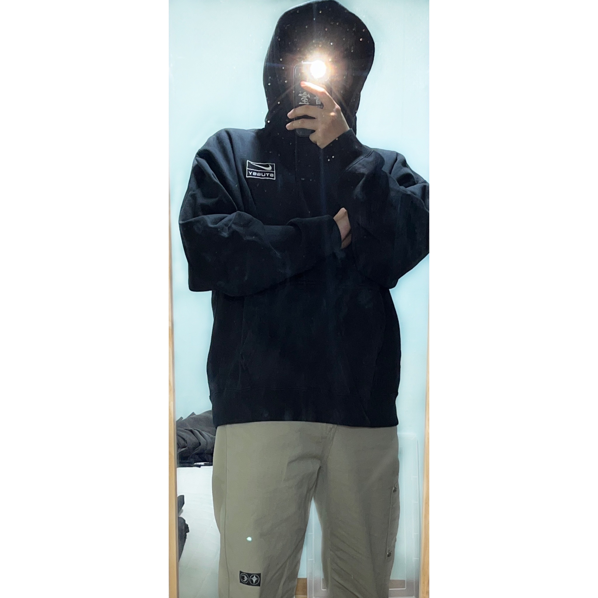 Nike x Stussy NRG RA Washed Pullover Hoodie Black (DN4028-010) 착용 스타일