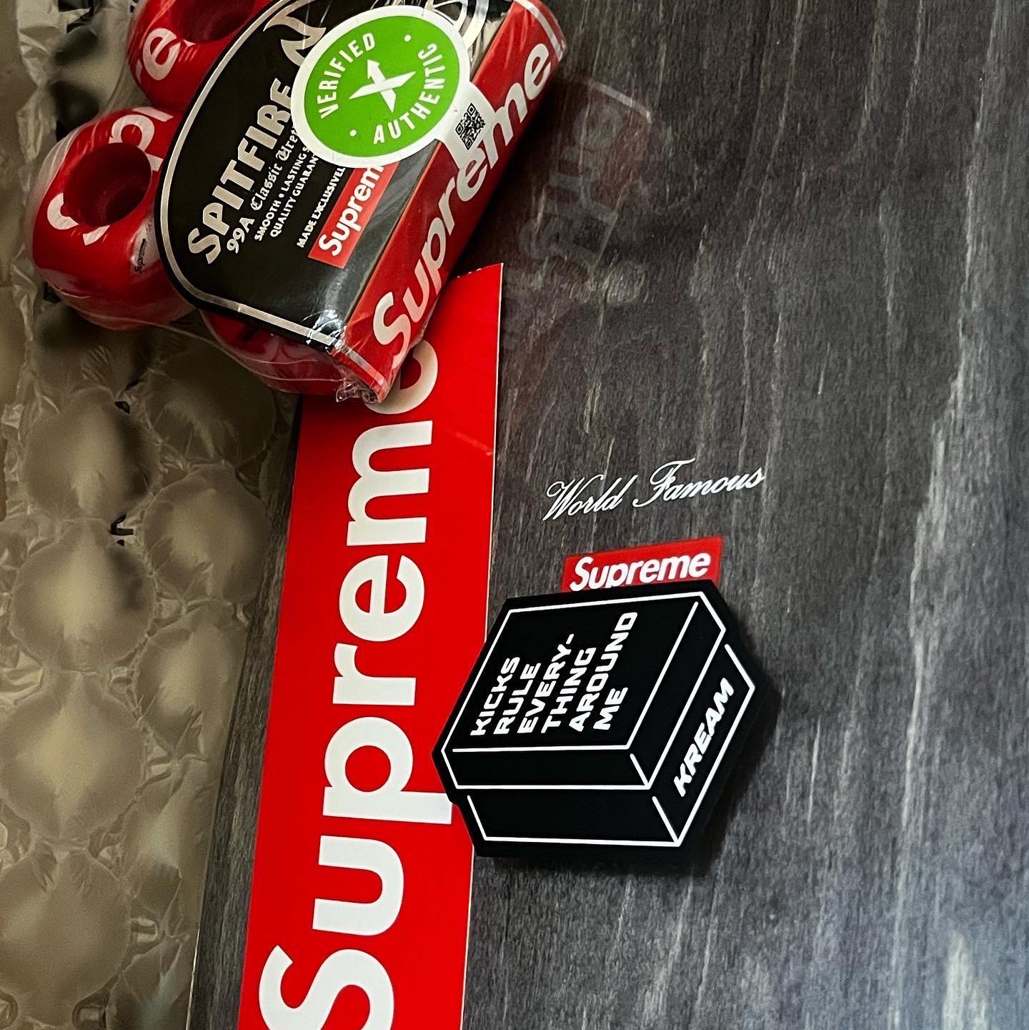Nike Dunk High Retro Orange Blaze, Supreme Bling Box Logo Skateboard Deck Platinum - 22SS 착용 스타일 - 2