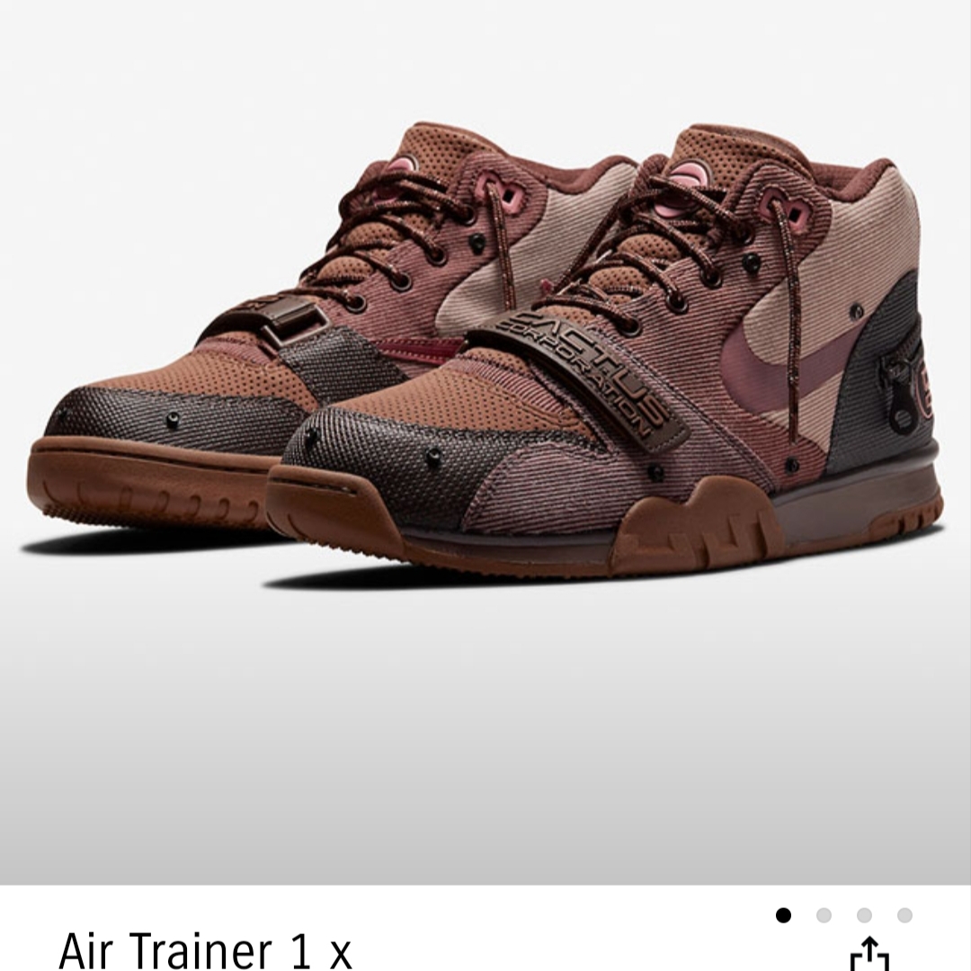 Nike x Travis Scott Air Trainer 1 Archaeo Brown and Rust Pink 착용 스타일 - 2