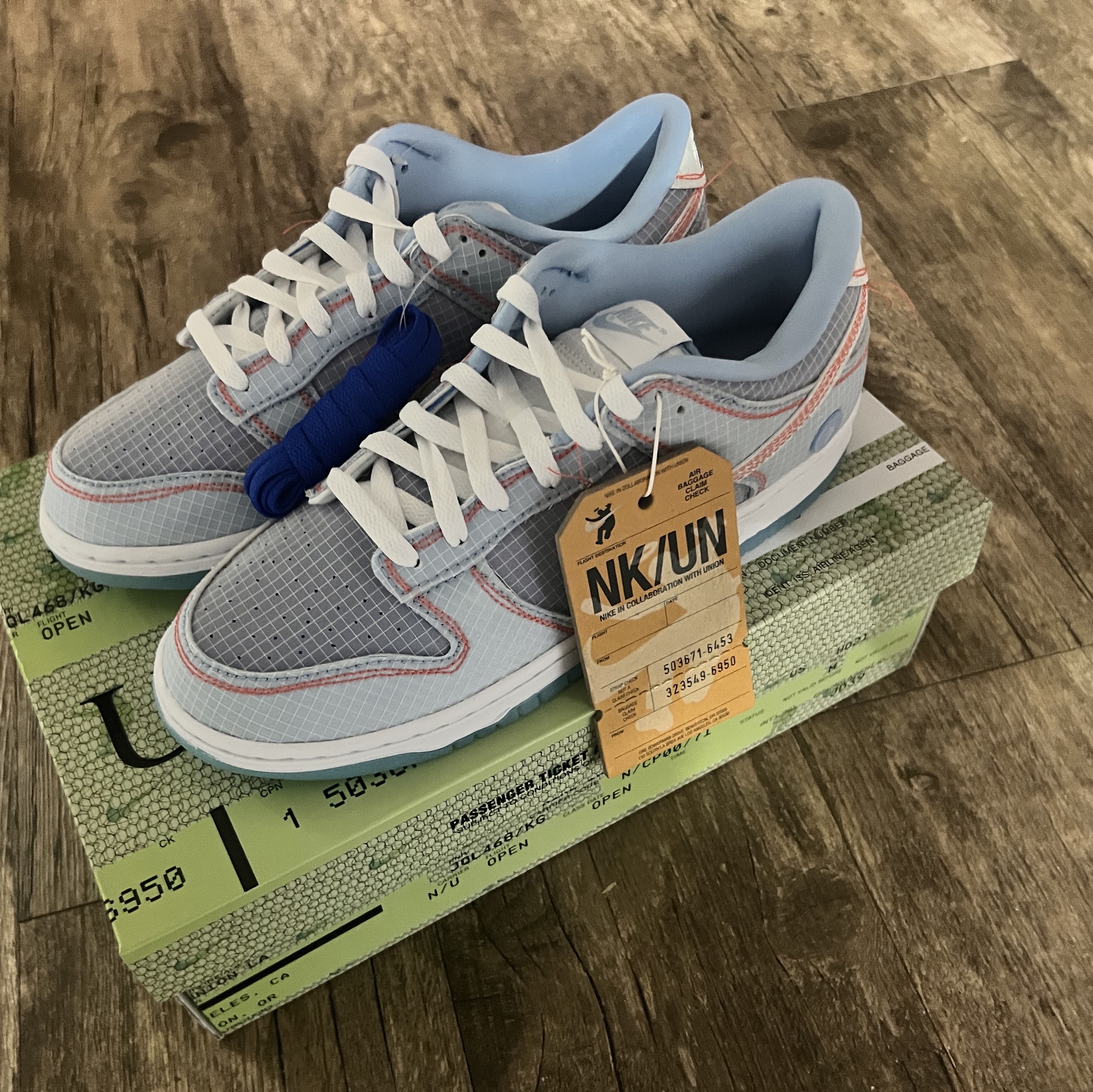 Nike x Union Dunk Low Passport Pack Argon 착용 스타일 - 1