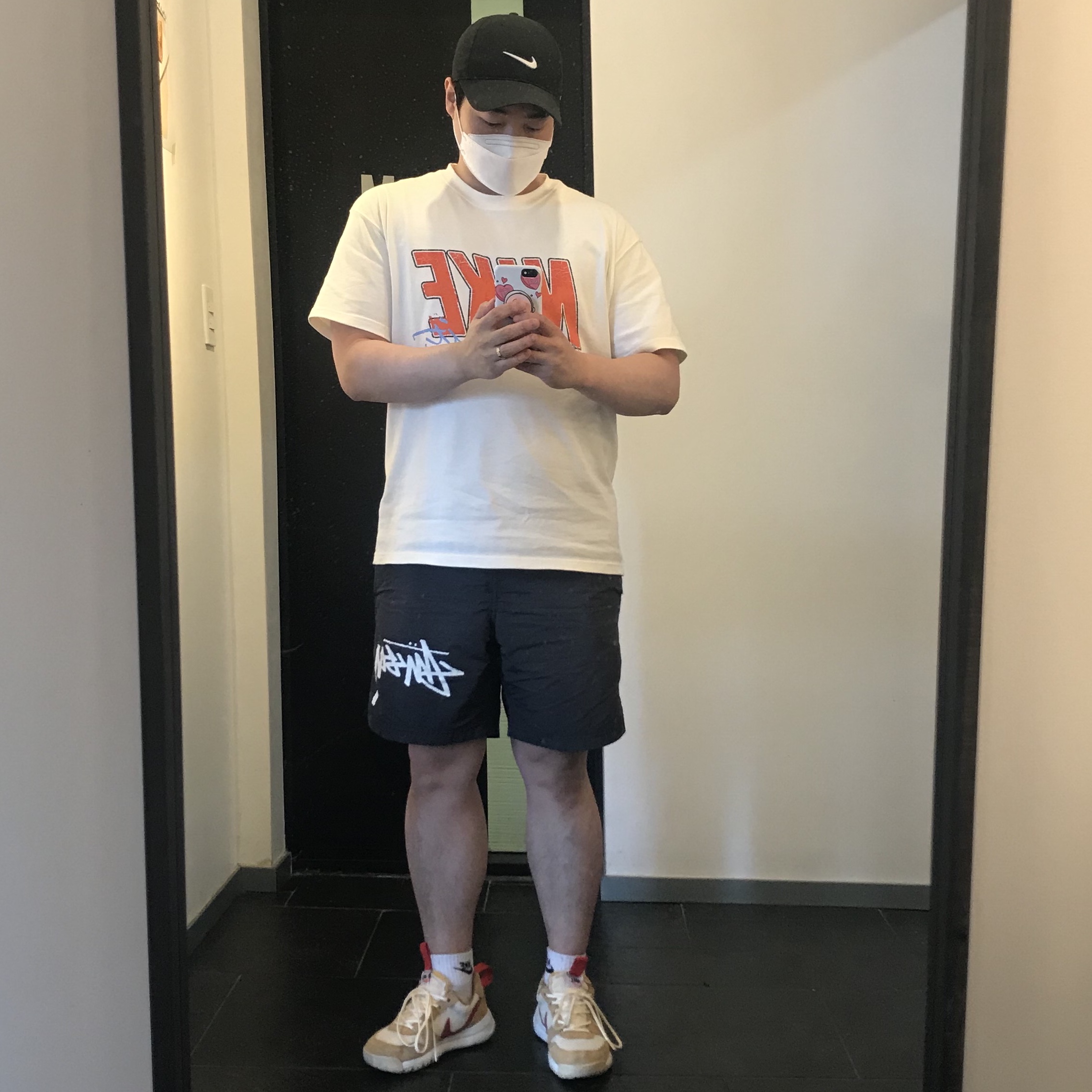 Nike M NRG Dunk '85 T-Shirt Sail - Asia, Nike x Stussy Water Shorts Off Noir 착용 스타일