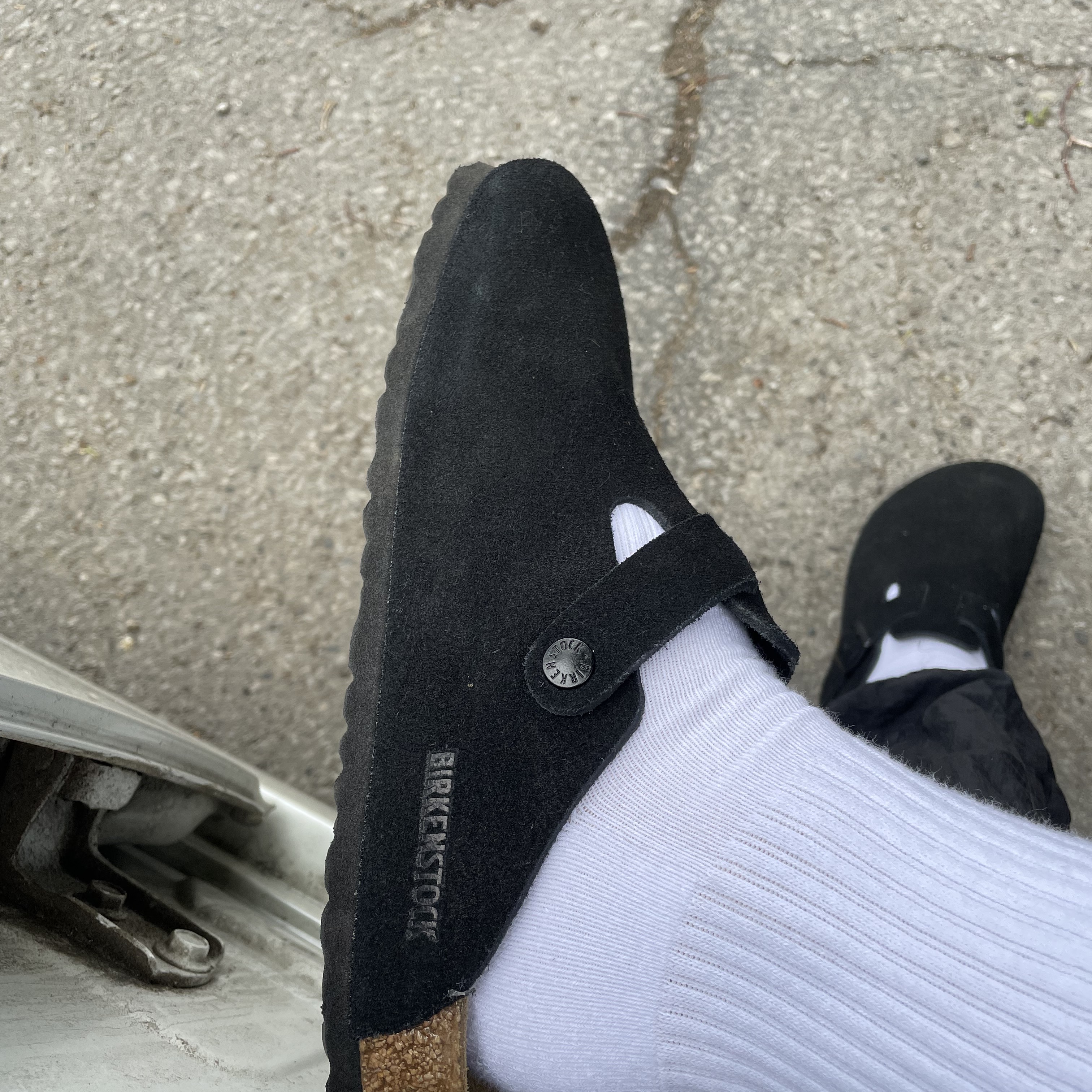 Birkenstock Boston Soft Footbed Suede Leather Black - Regular 착용 스타일 - 3