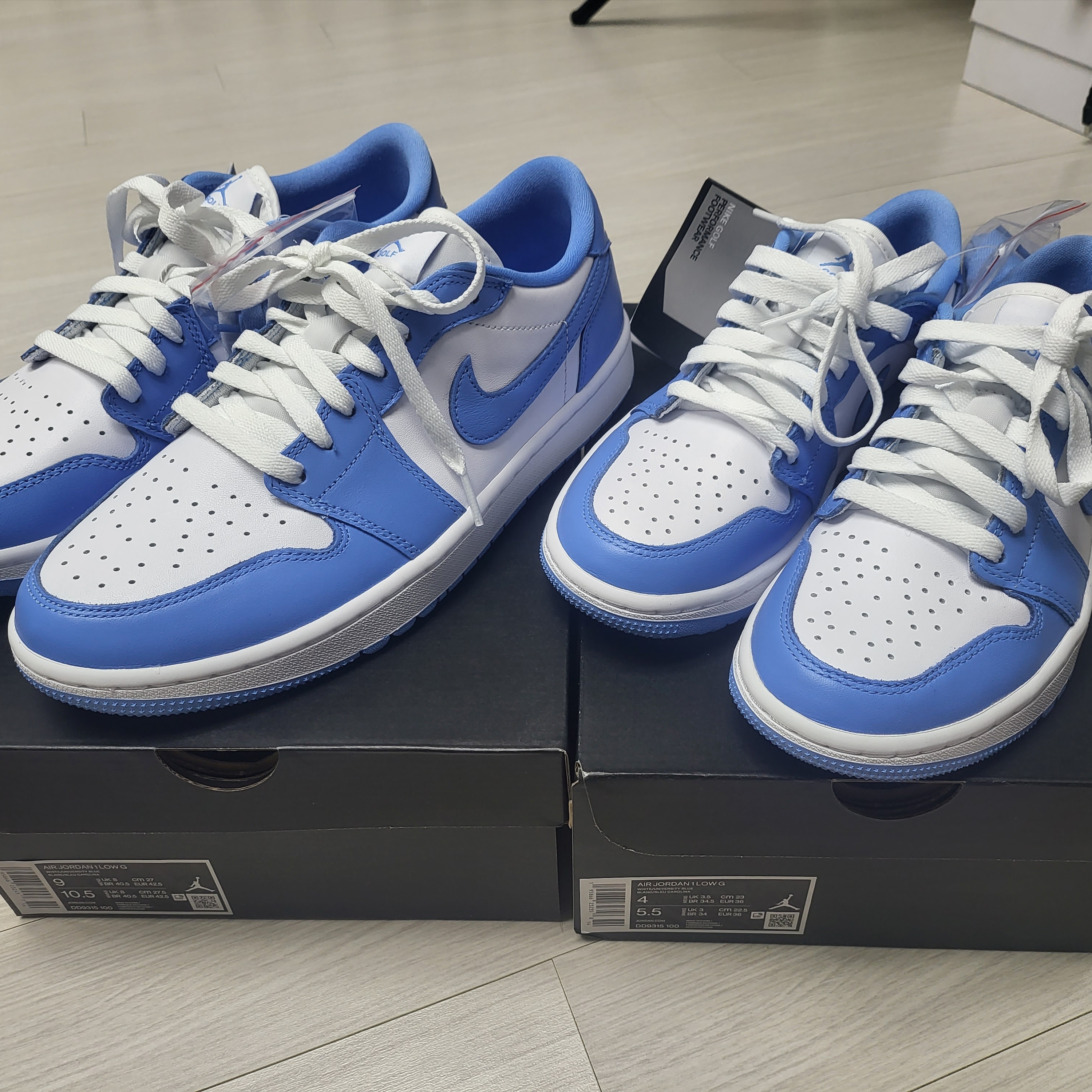 Jordan 1 Low Golf White and University Blue 착용 스타일