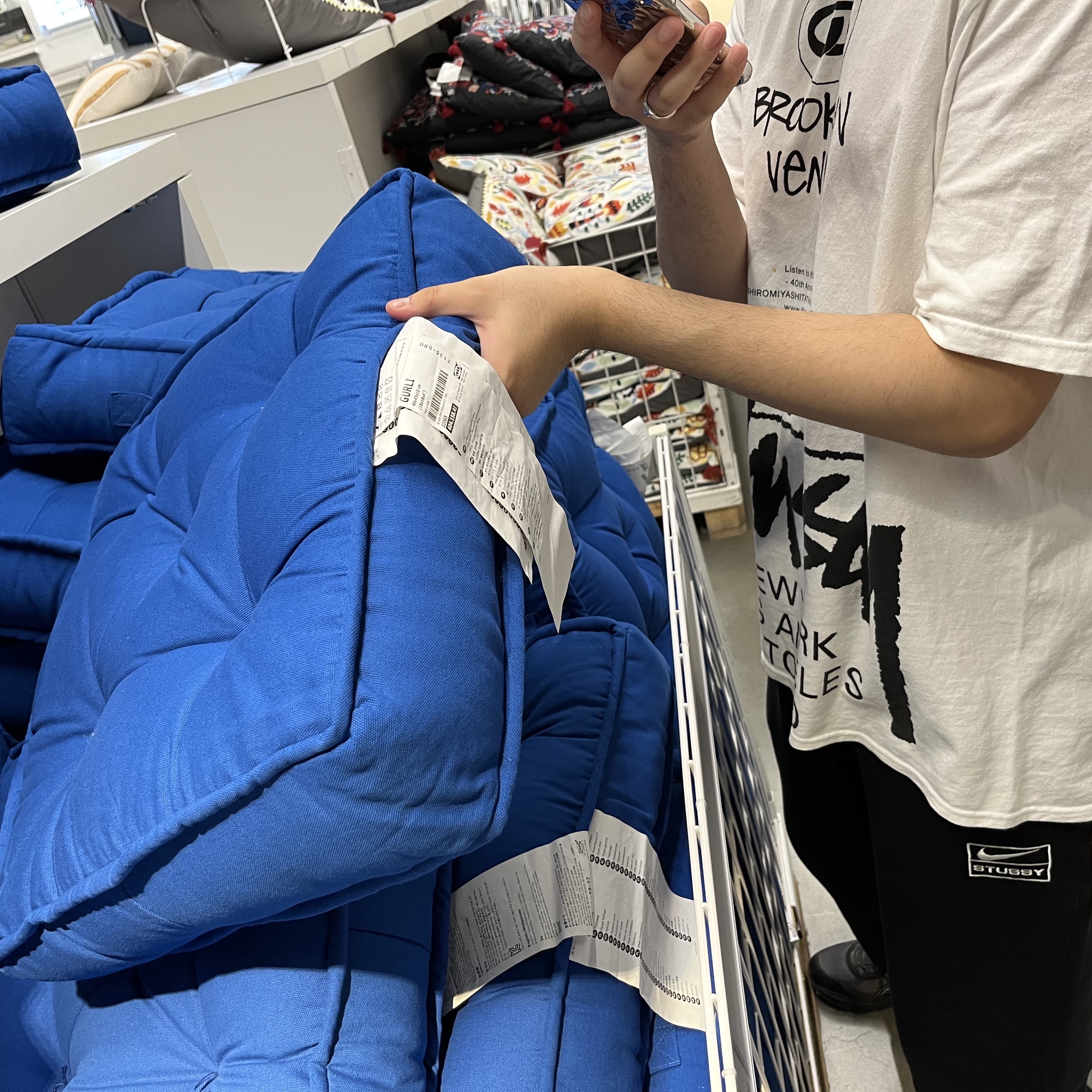Stussy x Takahiromiyashita The Soloist 40 WT T-Shirt, Nike x Stussy NRG RA Washed Fleece Pants Black (DN4030-010) 착용 스타일