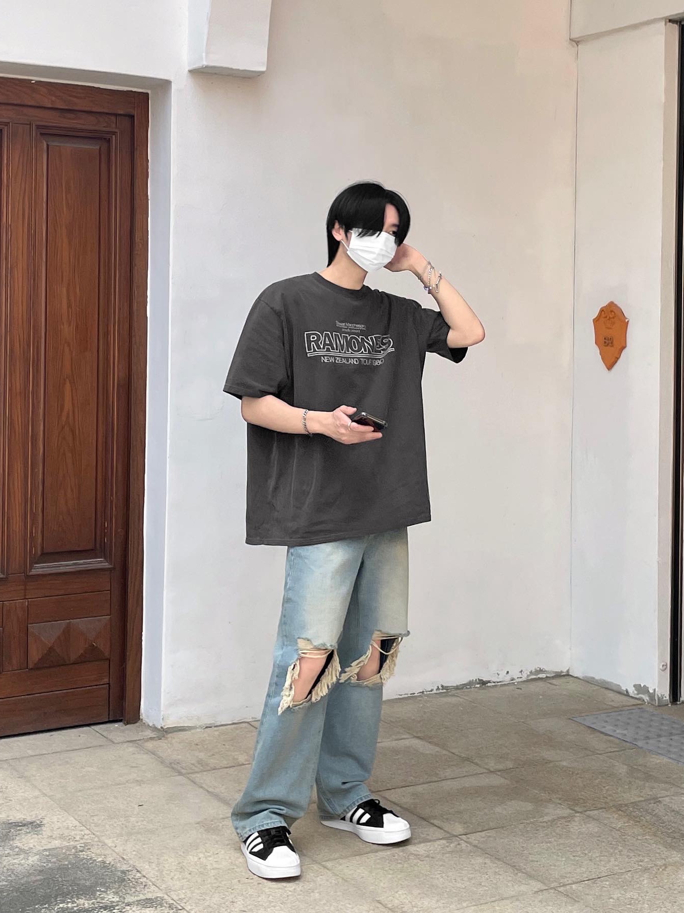 Y-3 Yohji Star Black White 착용 스타일 - 1