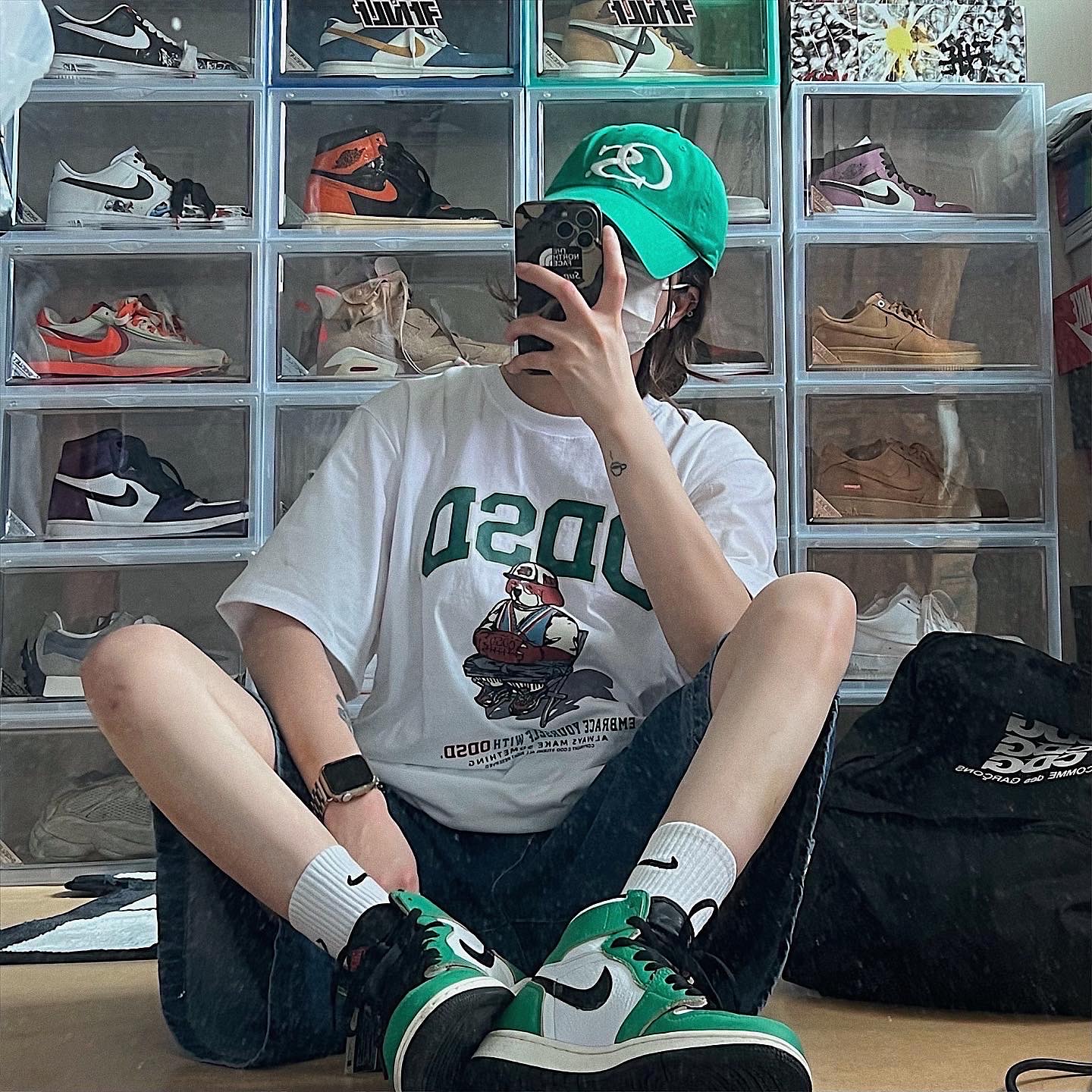(W) Jordan 1 Retro High OG Lucky Green 착용 스타일 - 2