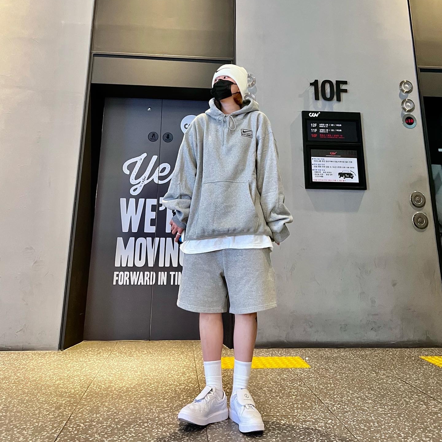 Nike x Peaceminusone Kwondo1 White, Nike x Stussy Cuff Beanie White 착용 스타일 - 2