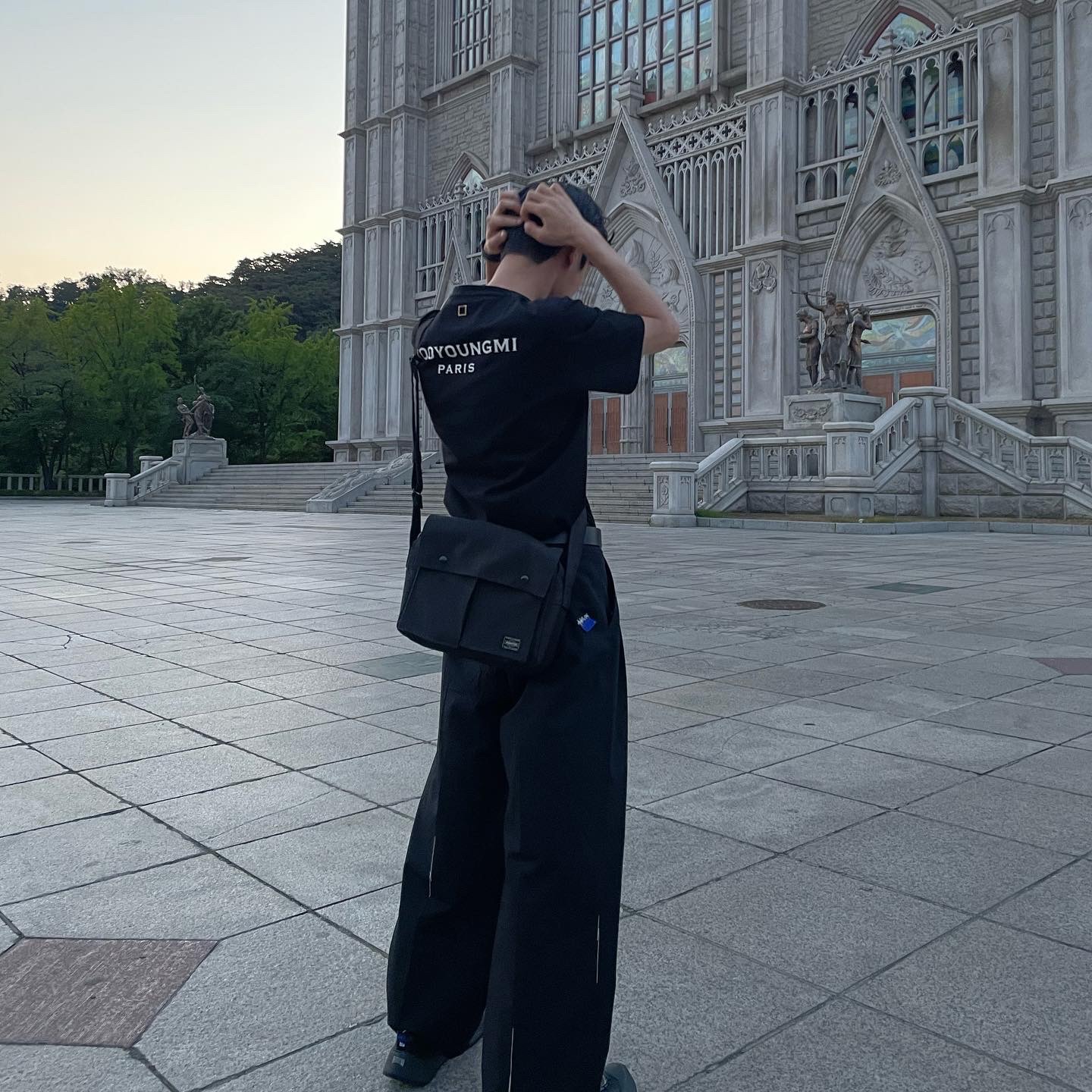 Zara x Ader Error Wide Pants Black, Camper x Ader Error Proto-743-S Black Leather Shoes 착용 스타일 - 2
