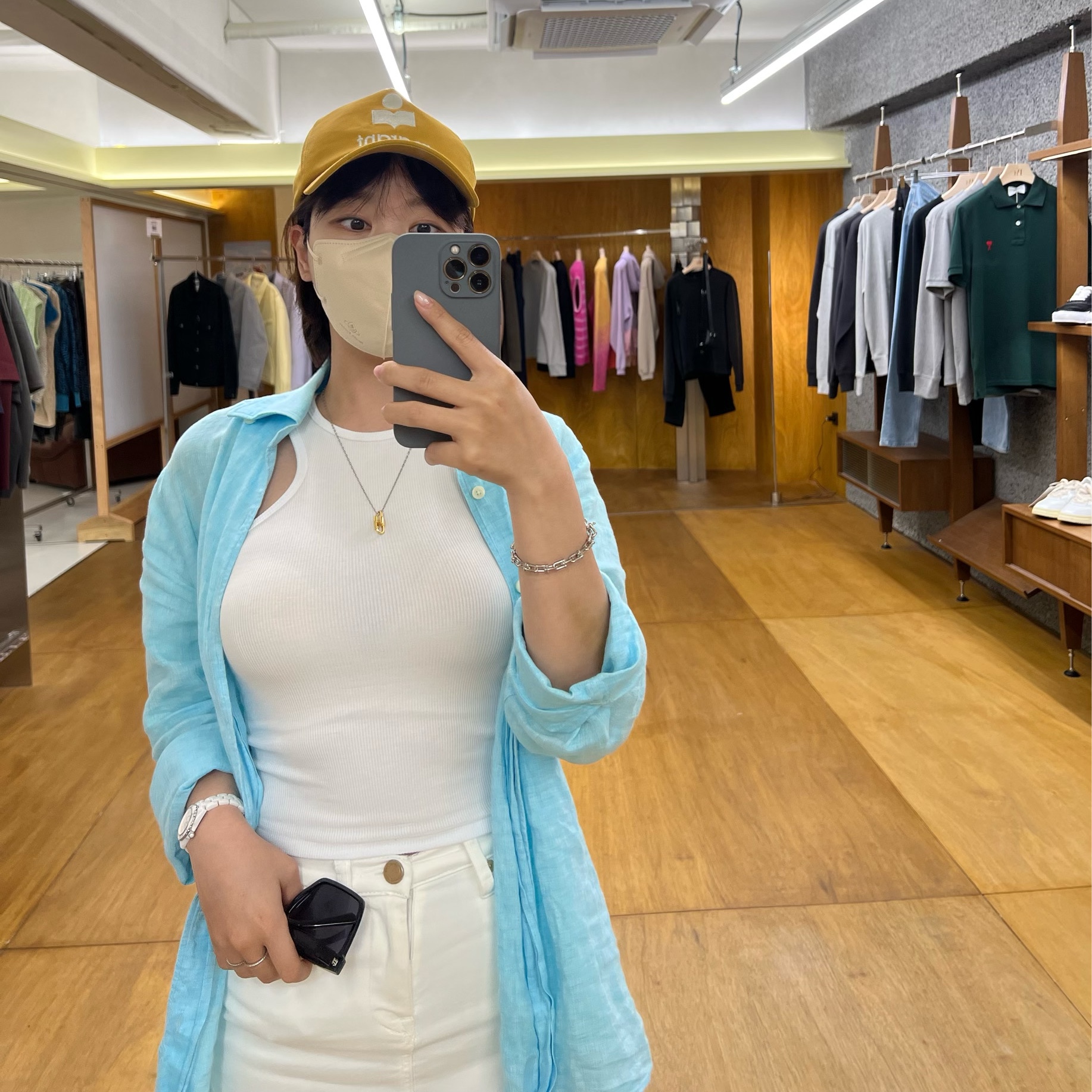 Isabel Marant Tyronh Cap Yellow - 22SS 착용 스타일