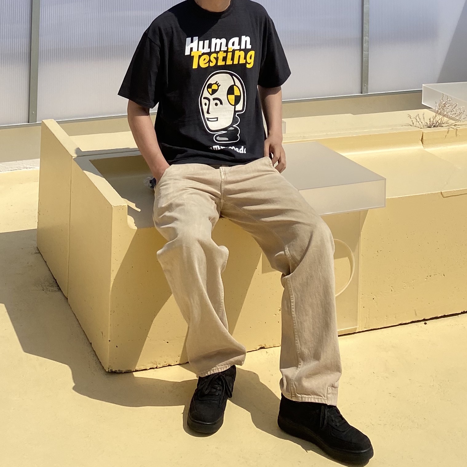 Human Made x A$AP Rocky Human Testing T-Shirt Black, Nike x Stussy Air Force 1 Low Triple Black 착용 스타일