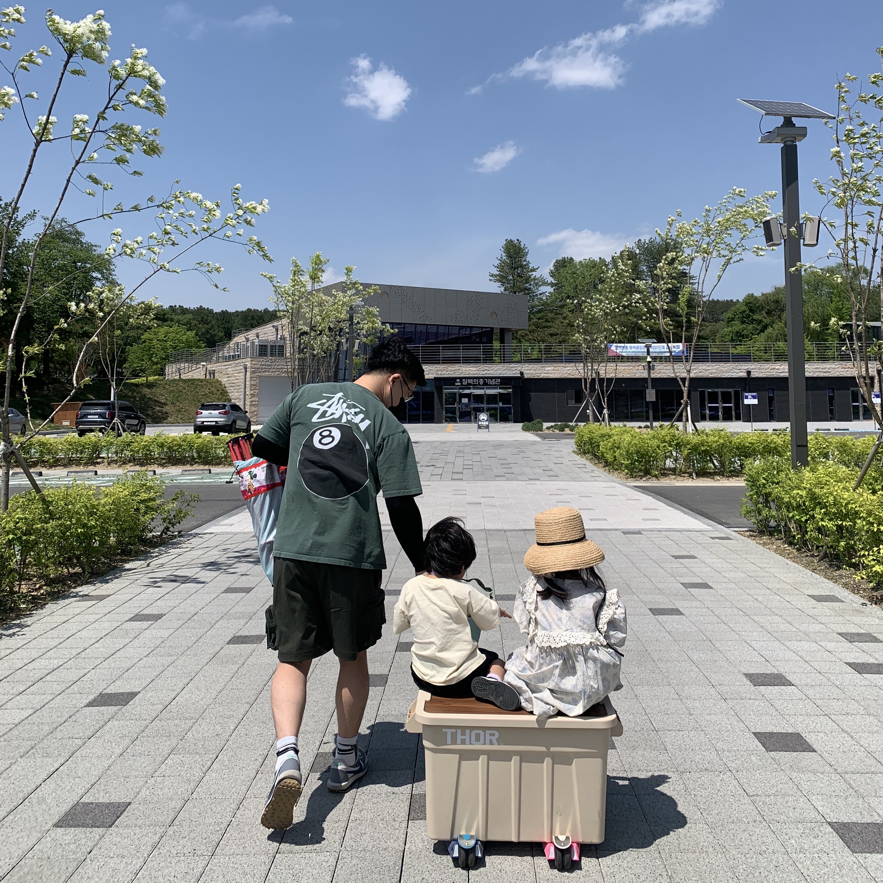 Stussy 8 Ball Pigment Dyed T-Shirt Pine - 21FW, Nike ACG Cargo Shorts Sequoia - Asia 착용 스타일