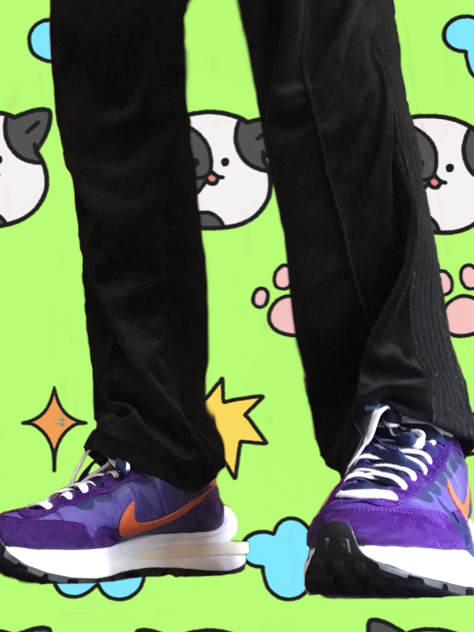 Nike x Sacai VaporWaffle Dark Iris 착용 스타일 - 2