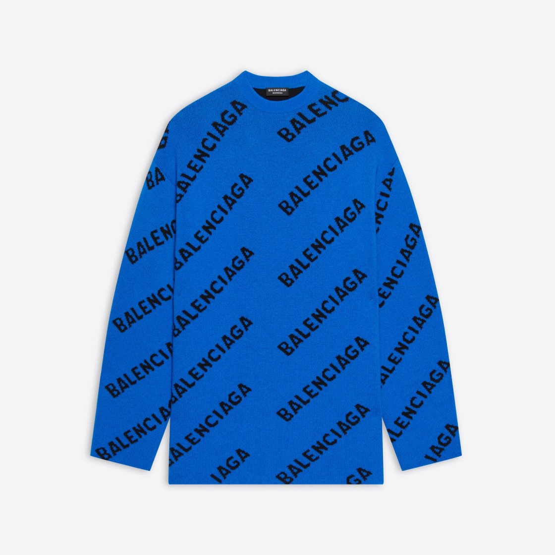 Balenciaga Allover Logo Crewneck Knit Blue 상세 이미지 1