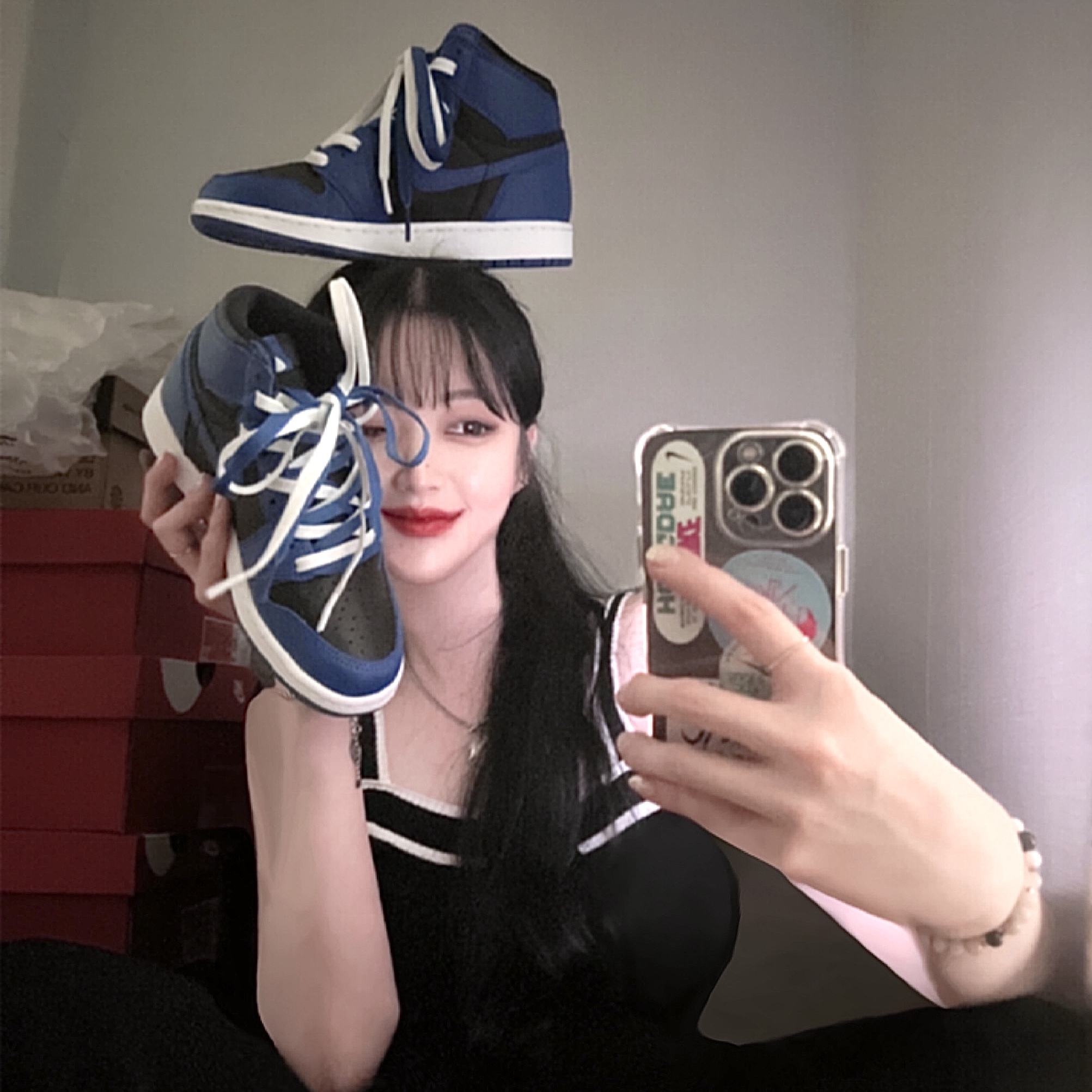 (GS) Jordan 1 Retro High OG Dark Marina Blue 착용 스타일 - 1