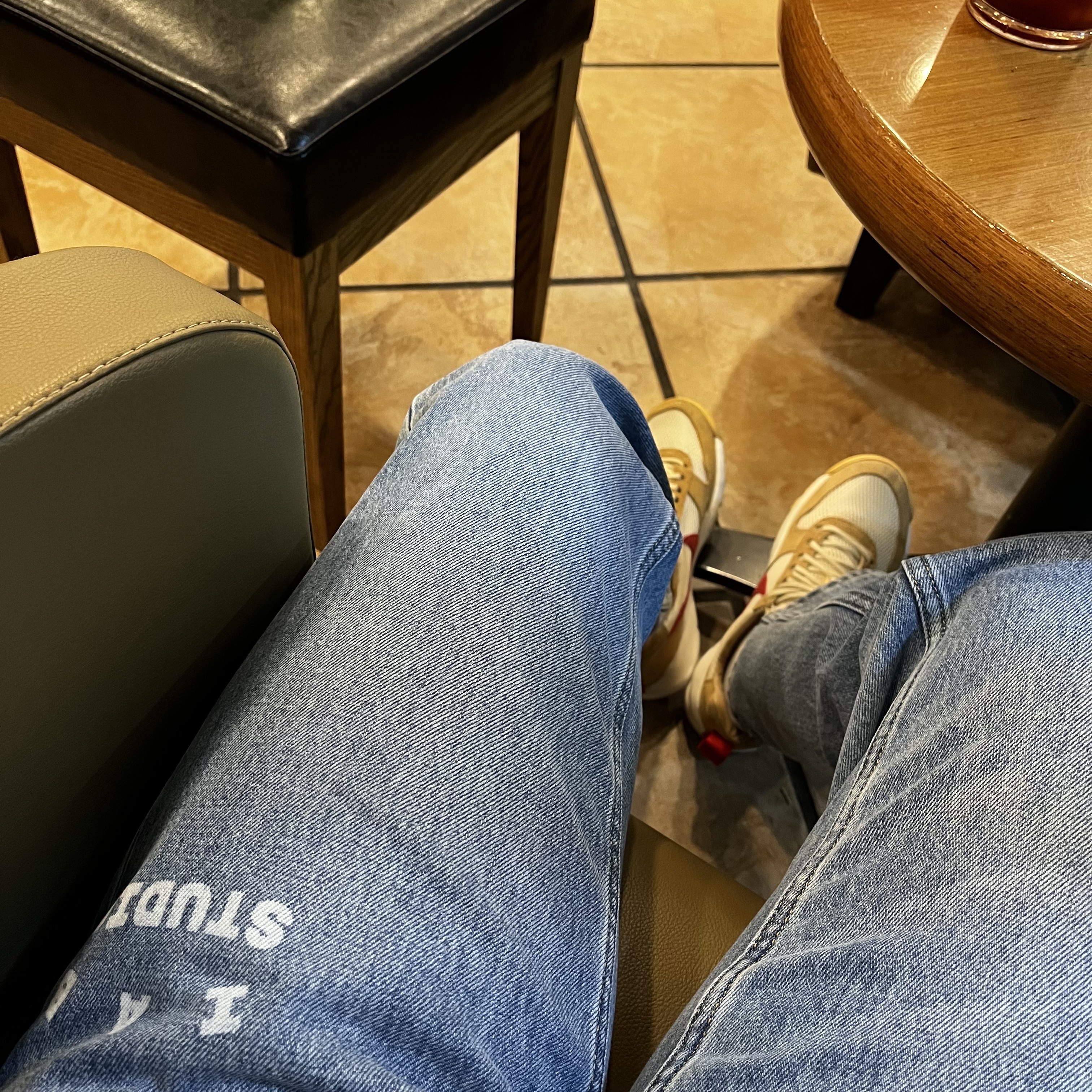 IAB Studio x Lee Denim Jeans Indigo Navy, Nike x Tom Sachs Mars Yard Shoe 2.0 Space Camp 착용 스타일