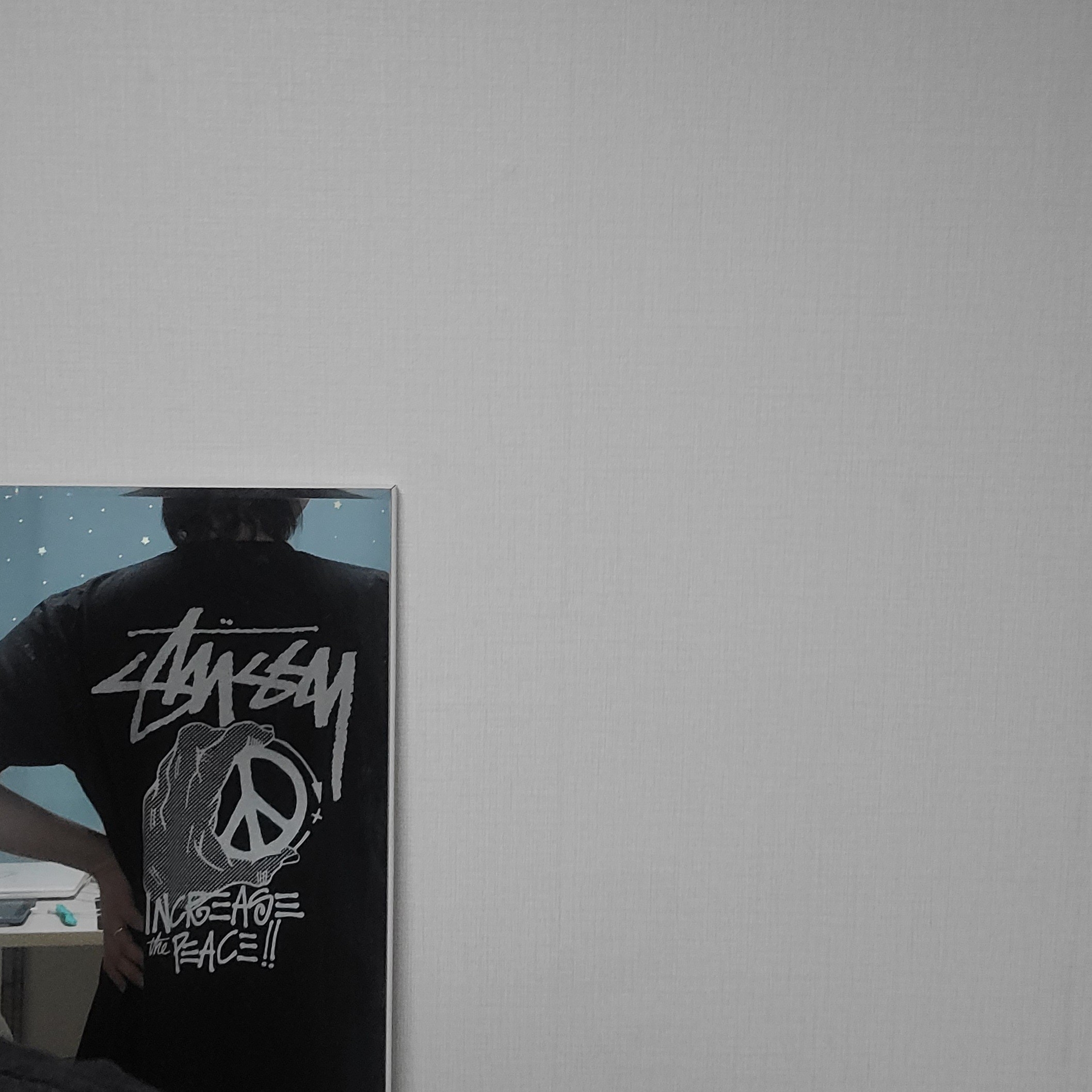 Stussy Peace Hand Pigment dyed T-Shirt Black 착용 스타일
