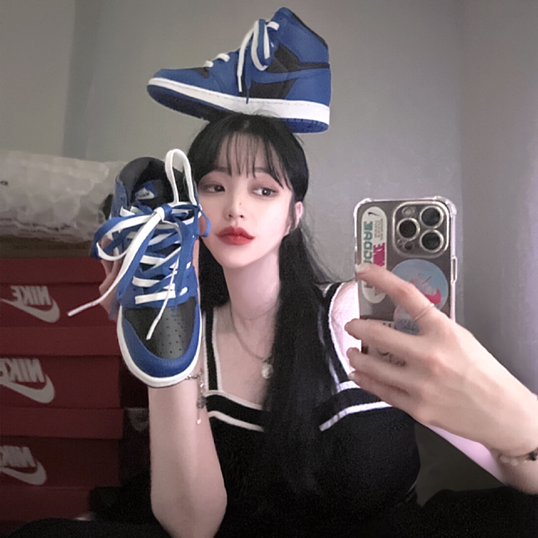 (GS) Jordan 1 Retro High OG Dark Marina Blue 착용 스타일 - 2