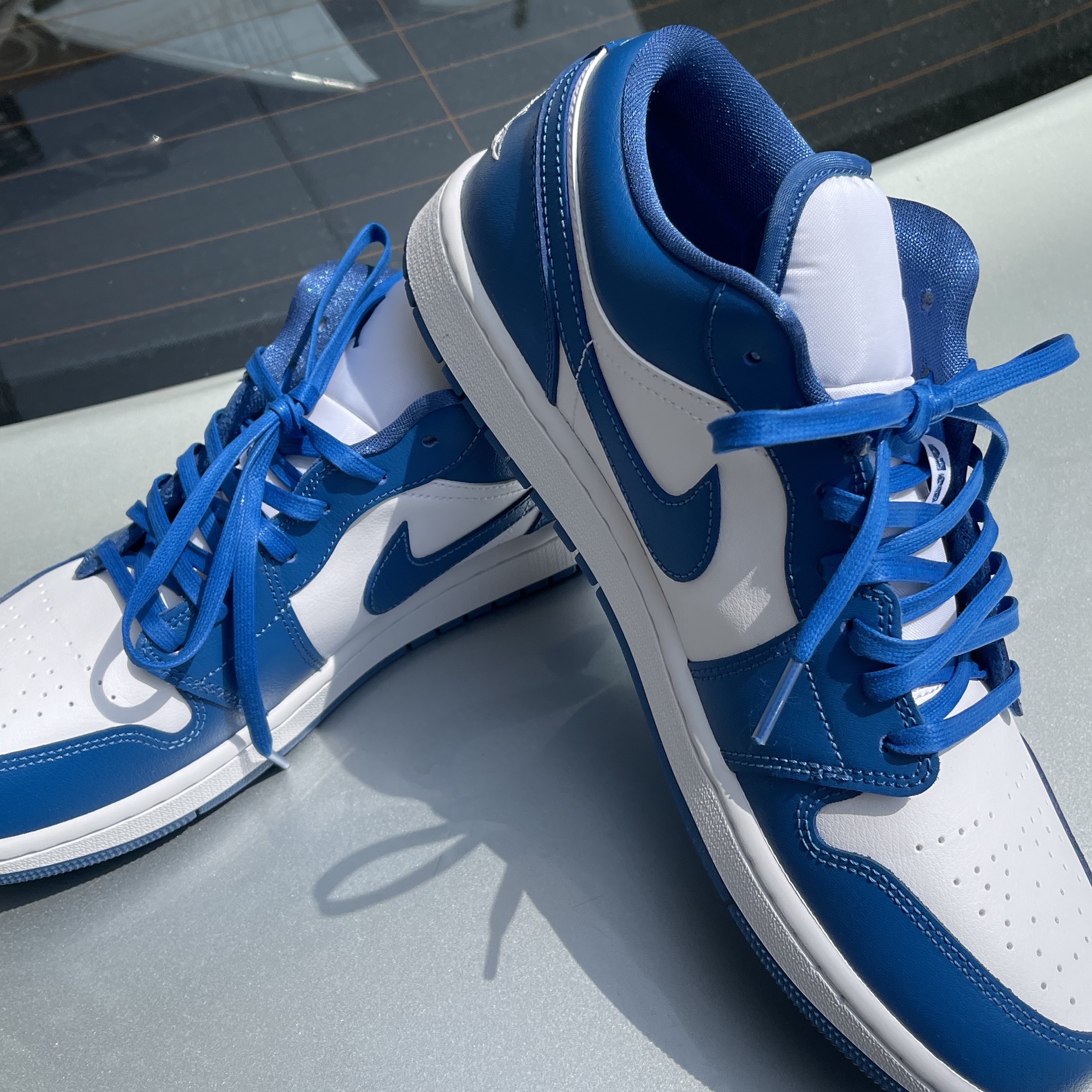 (W) Jordan 1 Low White Dark Marina Blue 착용 스타일