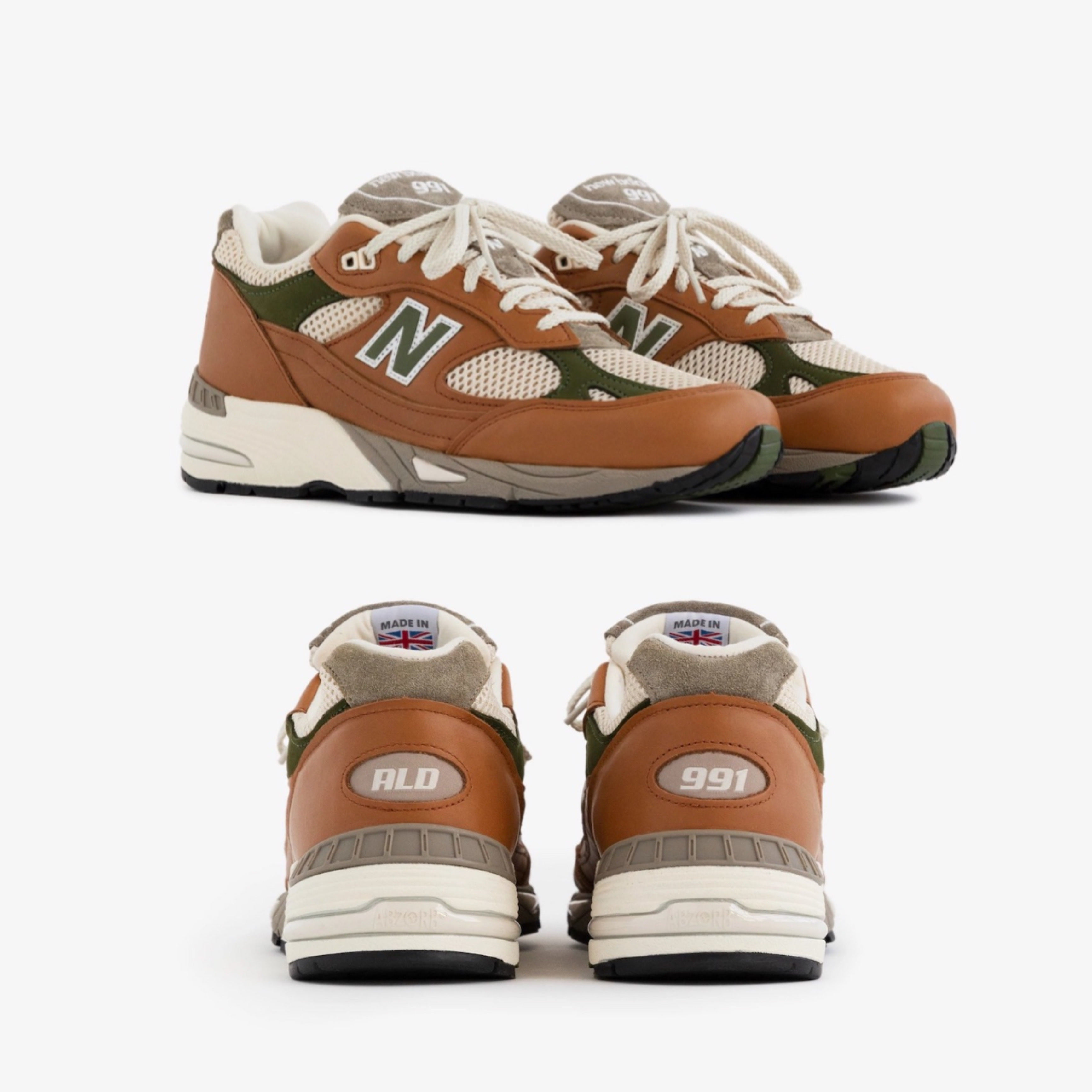 New Balance x Aime Leon Dore 991 Made in UK Tan, New Balance x Aime Leon Dore 991 Made in UK Grey 착용 스타일 - 2
