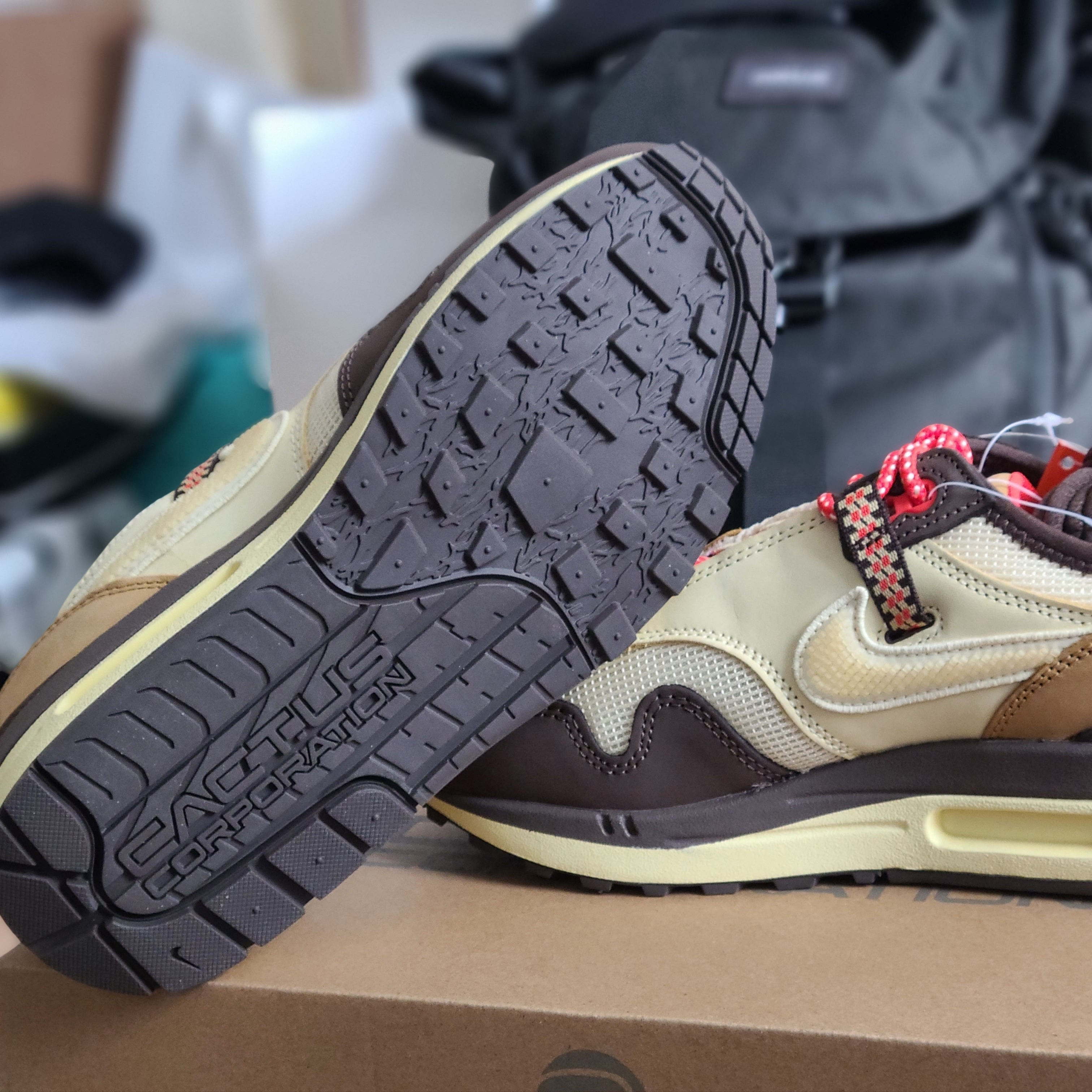 Nike x Travis Scott Air Max 1 Cact.us Brown 착용 스타일 - 4