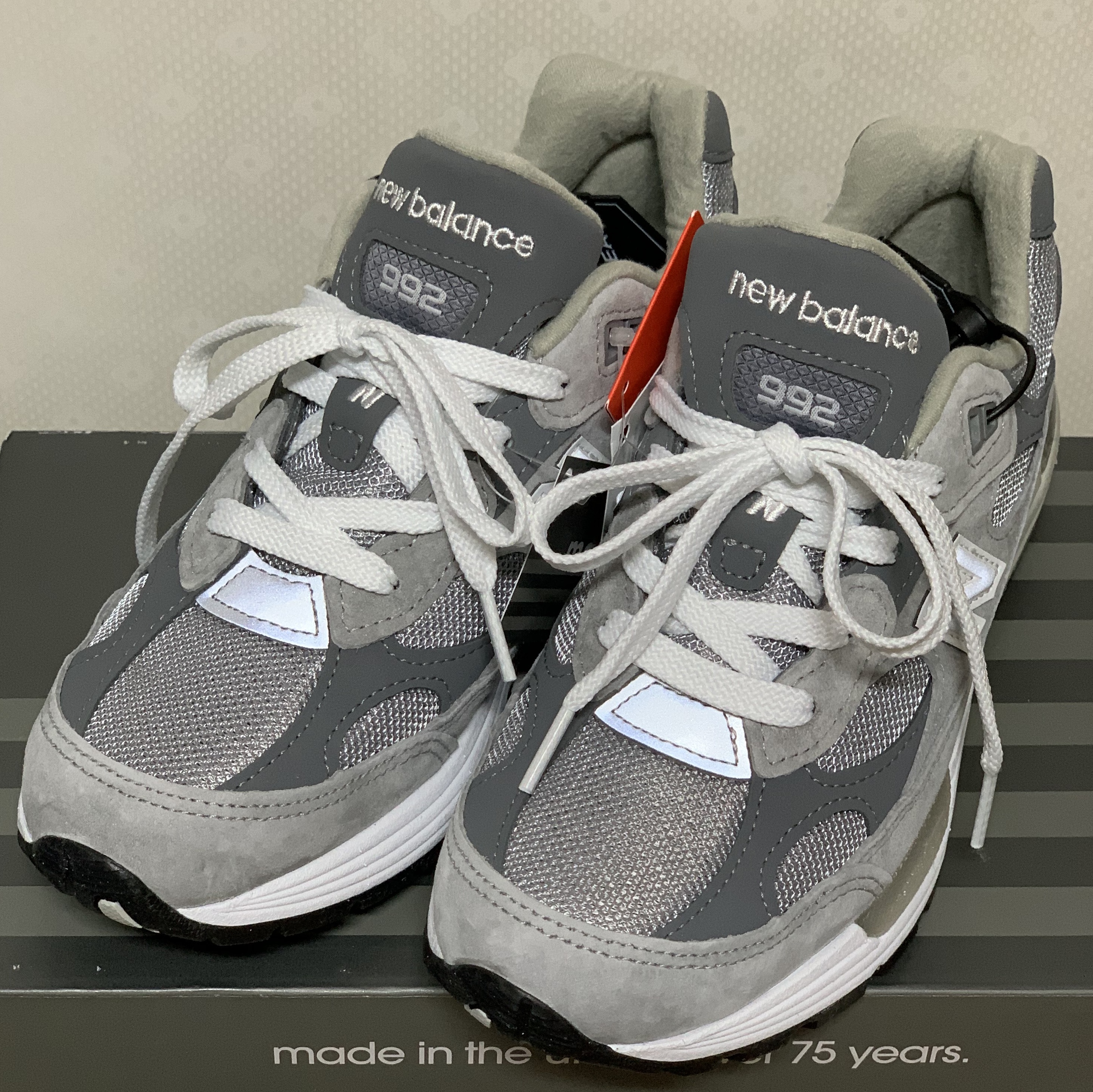 New Balance 992 Made in USA Grey - D Standard 착용 스타일 - 4