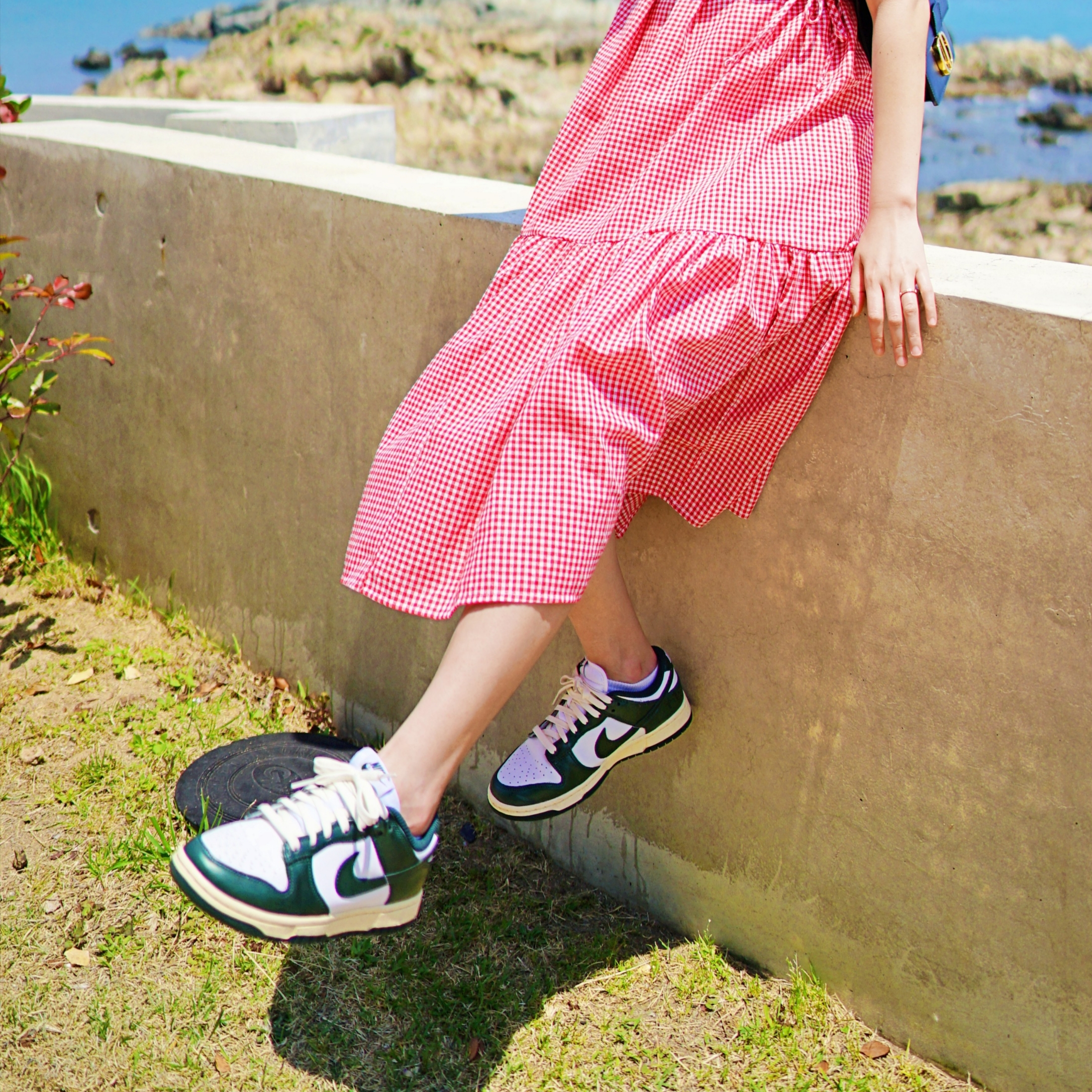 (W) Nike Dunk Low Vintage Green 착용 스타일