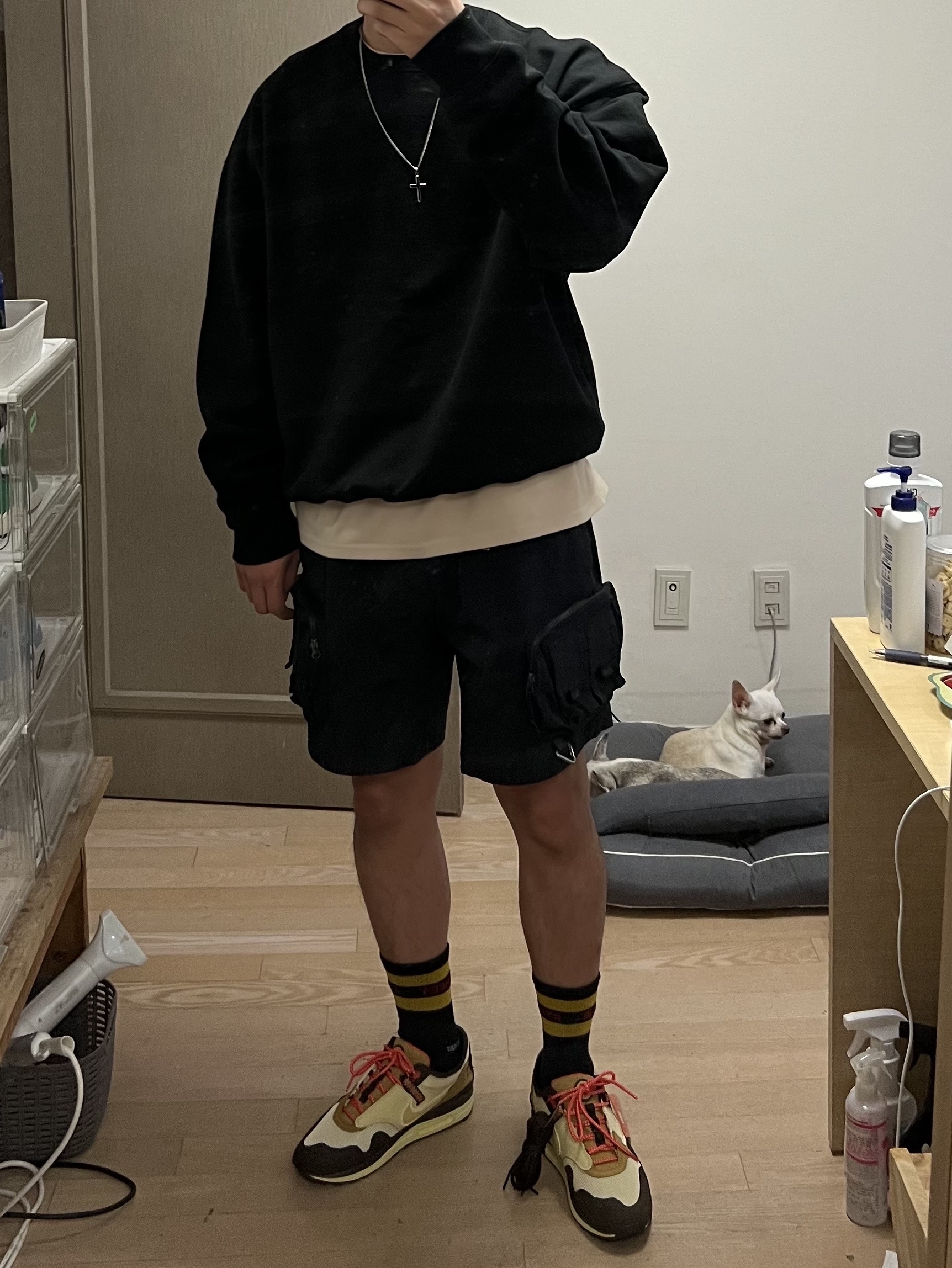 Nike x Travis Scott Air Max 1 Cact.us Brown, Nike ACG Cargo Shorts Black - US/EU 착용 스타일 - 1