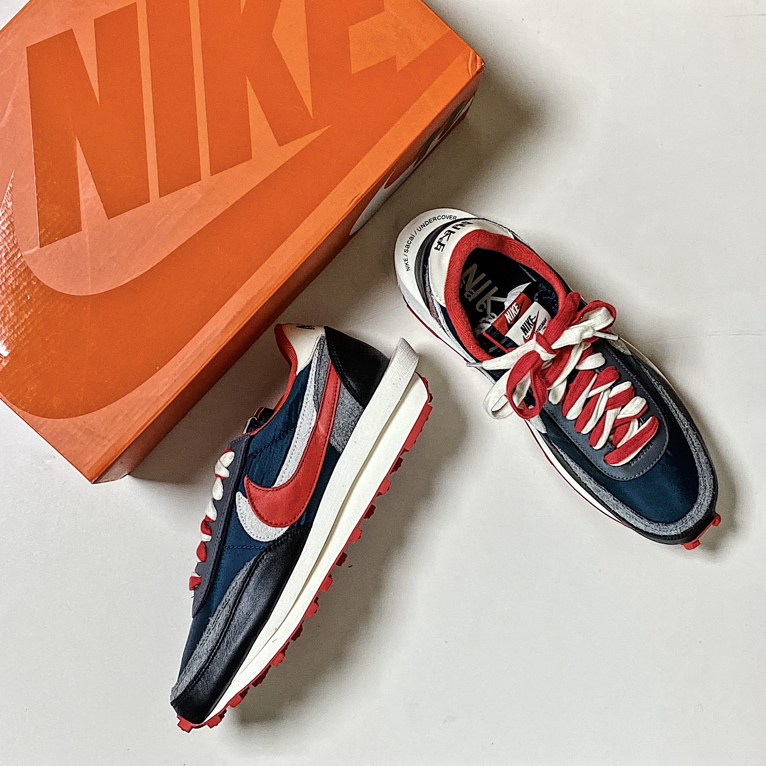Nike x Sacai x Undercover LDWaffle Midnight Spruce University Red 착용 스타일 - 1