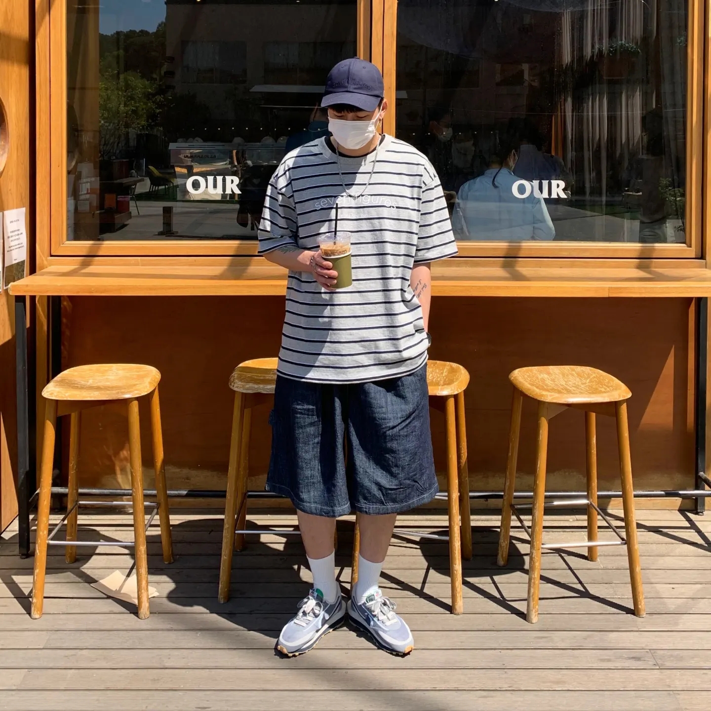 Nike x Sacai x Clot LDWaffle Cool Grey 착용 스타일 - 3