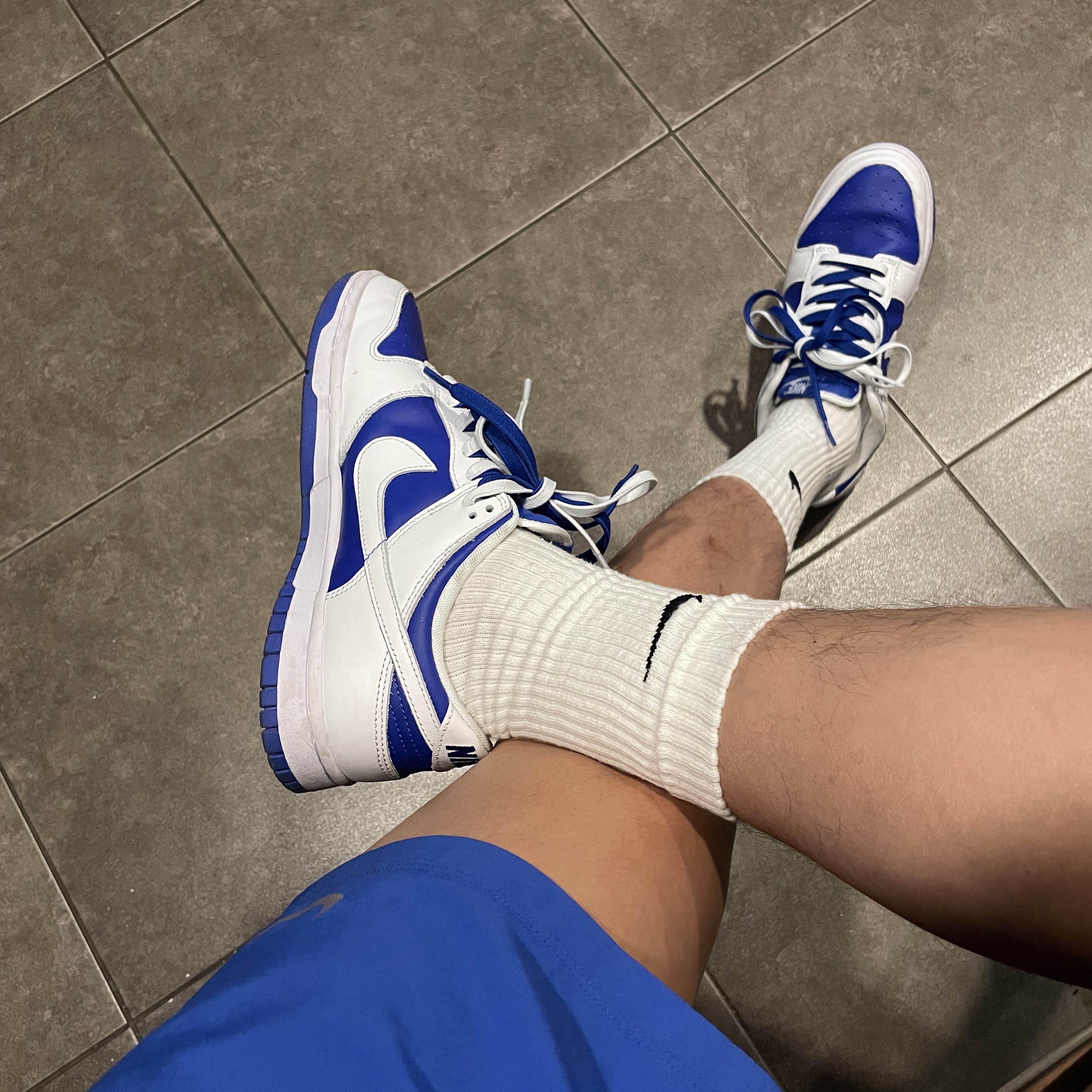 Nike Dunk Low Retro Racer Blue and White 착용 스타일