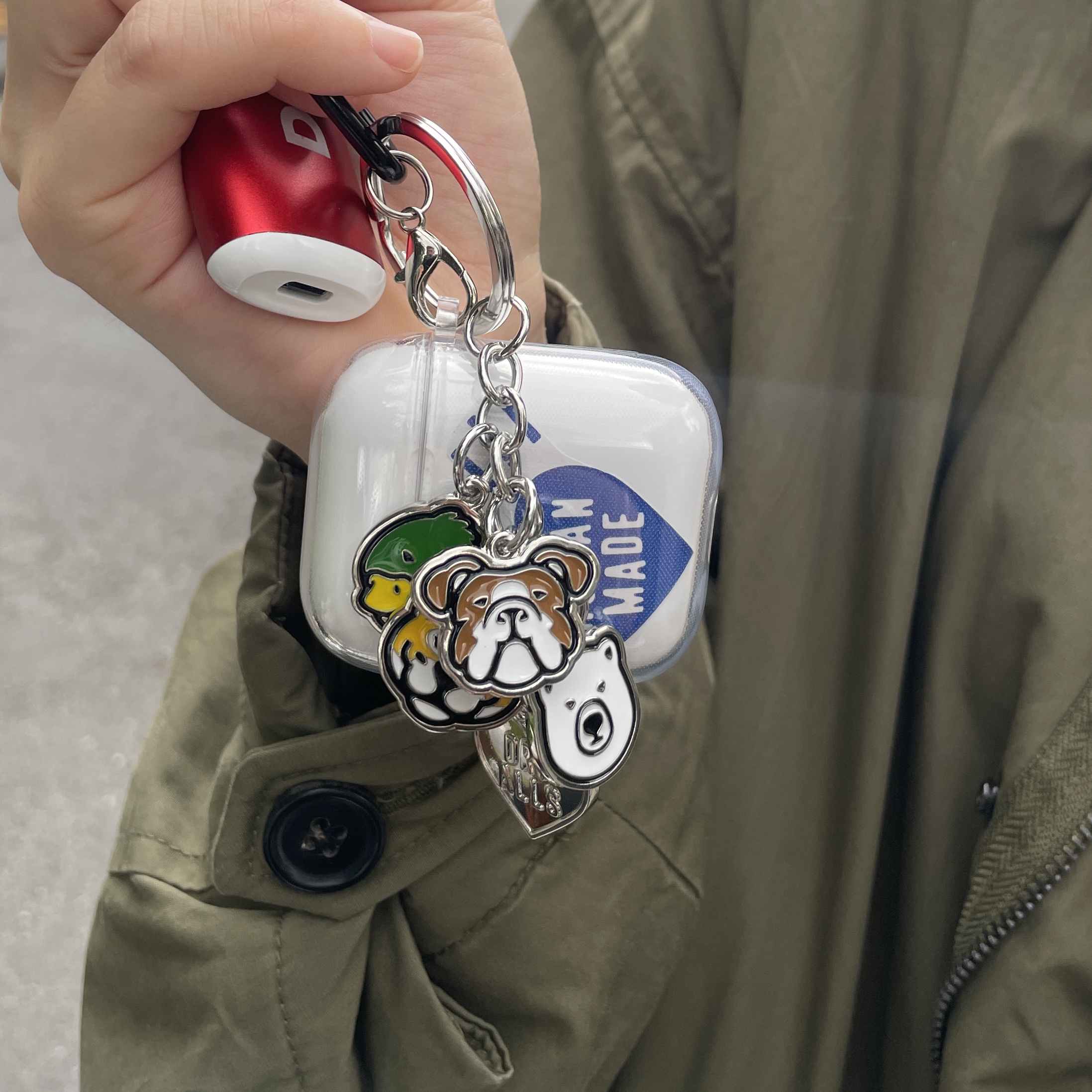Human Made Animal Keyring Silver 착용 스타일
