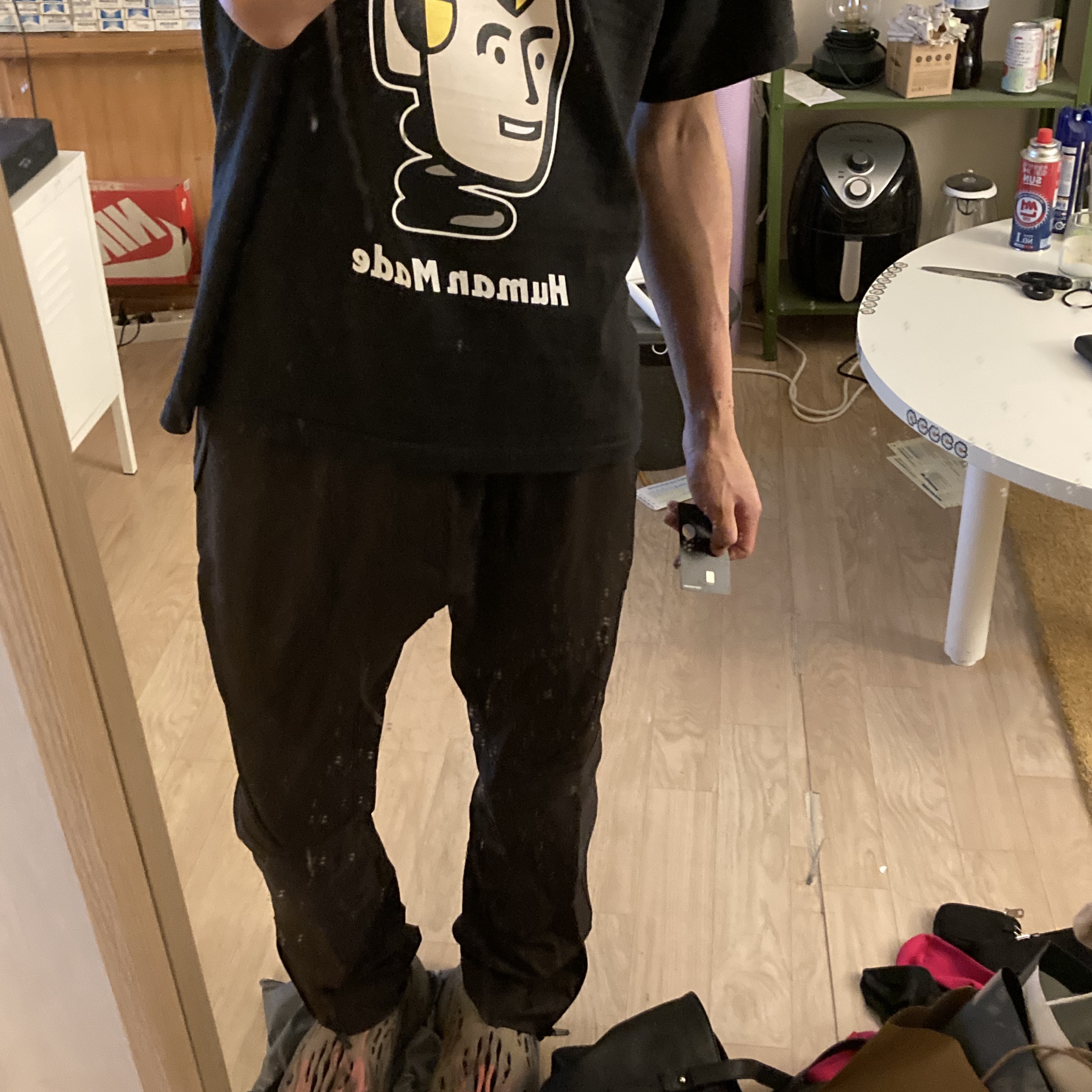 Nike x Travis Scott NRG BH Pants Velvet Brown - US/EU, Human Made x A$AP Rocky Human Testing T-Shirt Black 착용 스타일 - 2