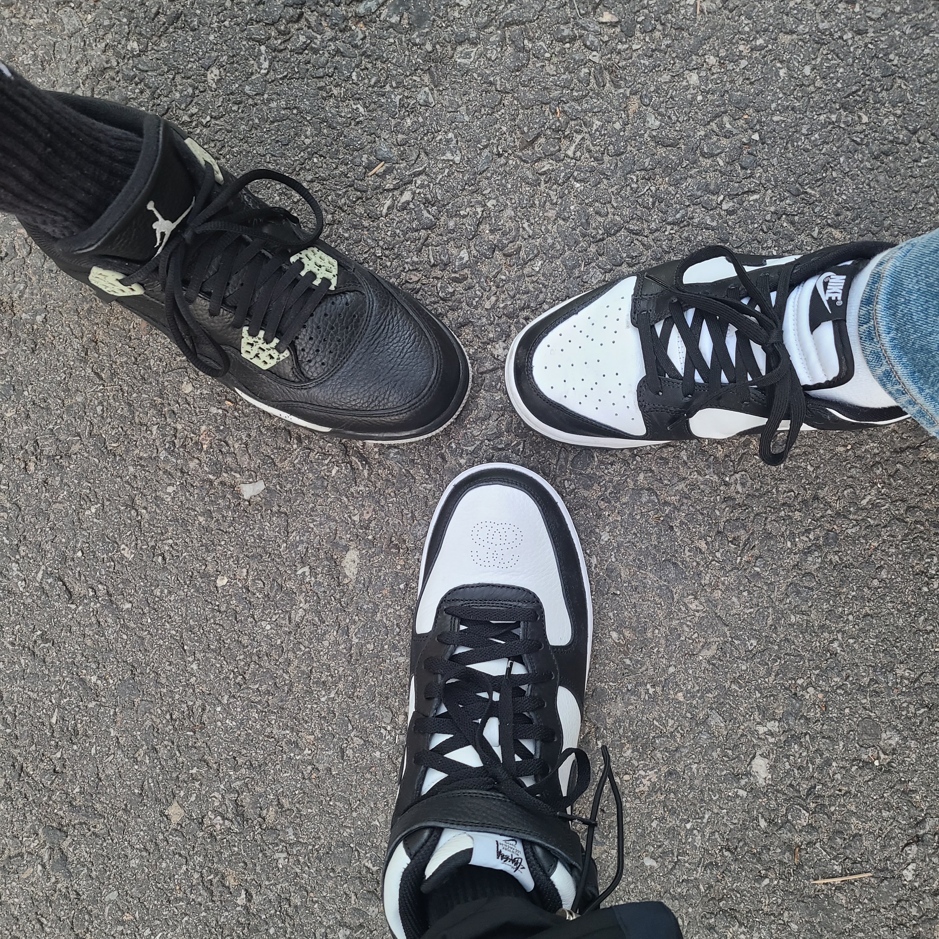 Jordan 4 Retro Oreo 2015, Nike Dunk Low Retro Black 착용 스타일