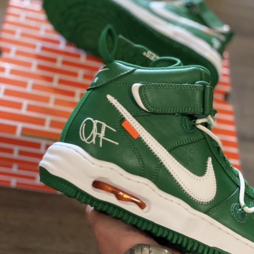 Nike x Off-White Air Force 1 Mid SP Leather Pine Green 착용 스타일 - 4