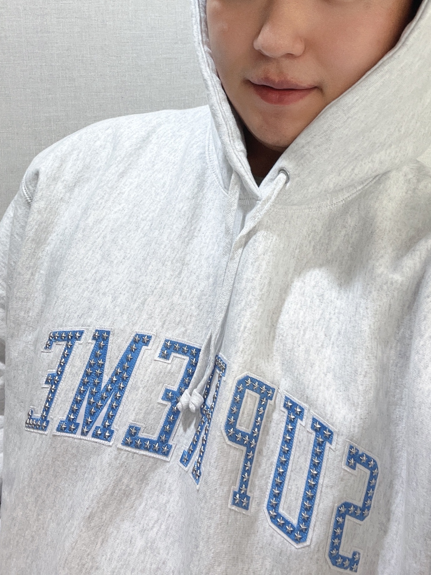 Supreme Stars Arc Hooded Sweatshirt Ash Grey - 22SS 착용 스타일