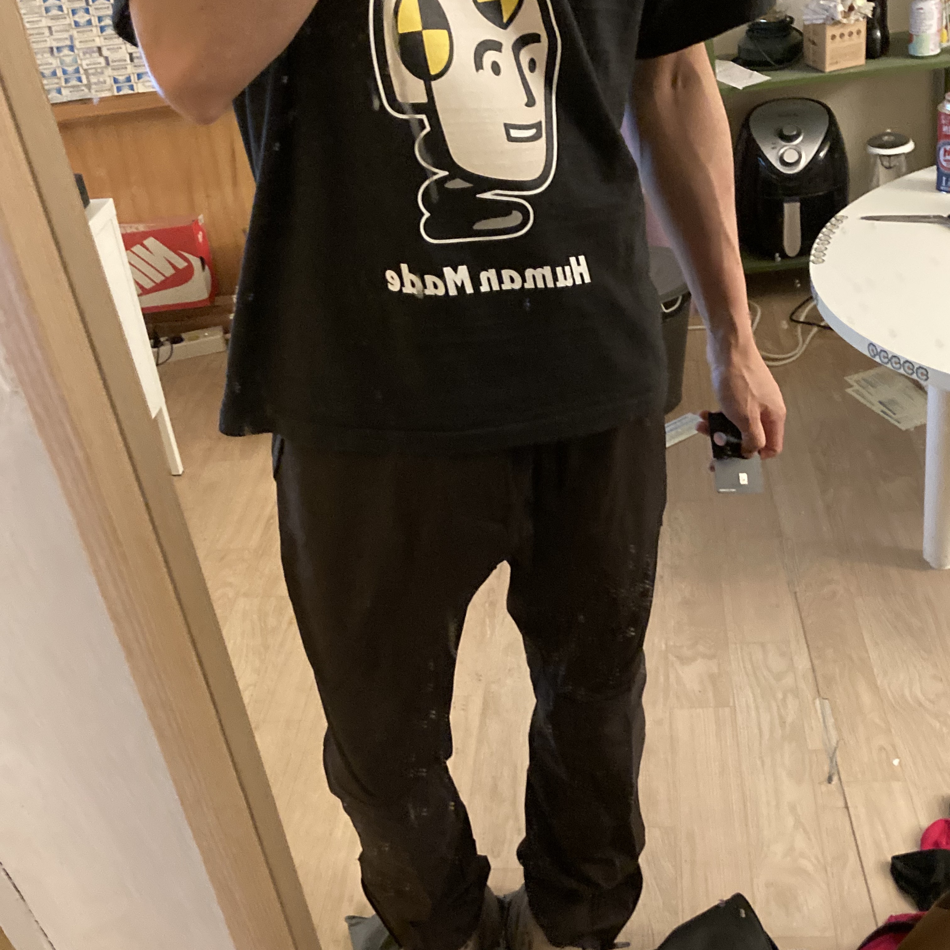 Nike x Travis Scott NRG BH Pants Velvet Brown - US/EU, Human Made x A$AP Rocky Human Testing T-Shirt Black 착용 스타일 - 1