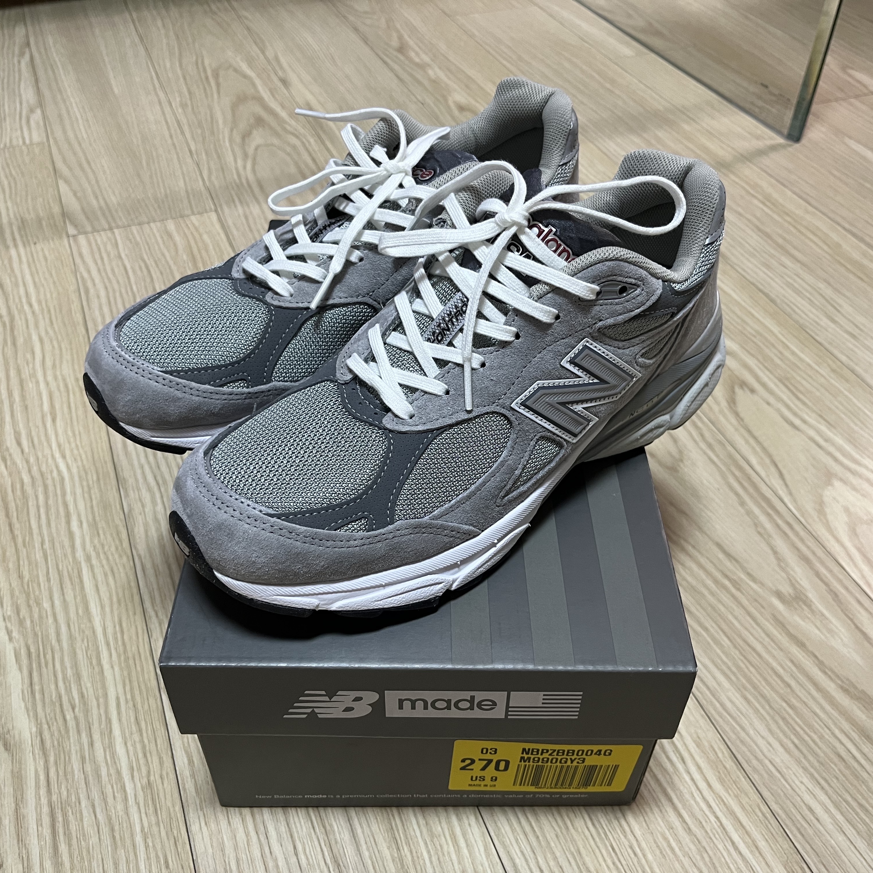 New Balance 990v3 Made in USA Grey - D Standard 착용 스타일 - 1