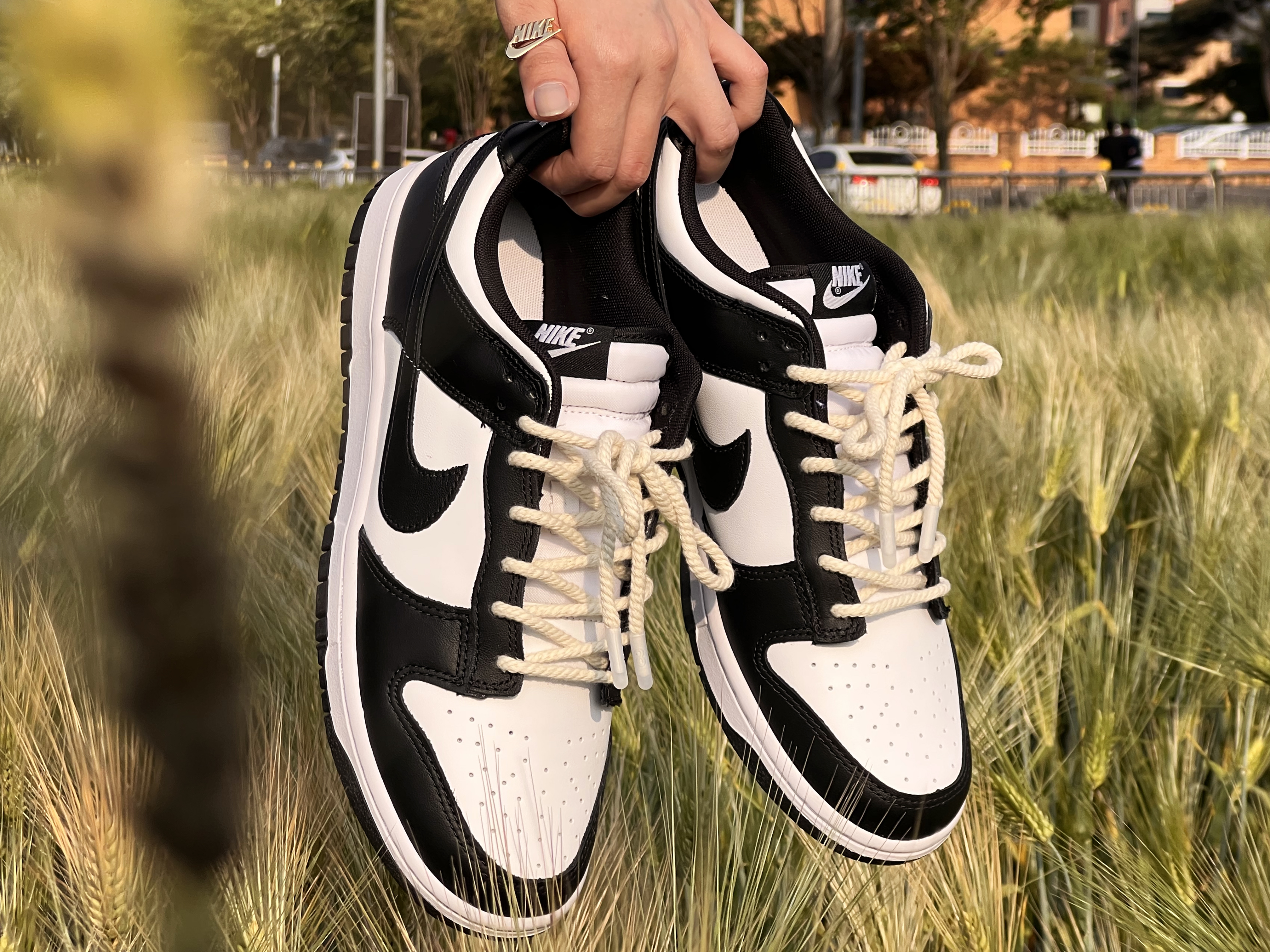 Nike Dunk Low Retro Black, (W) Nike Dunk Low Black 착용 스타일 - 1